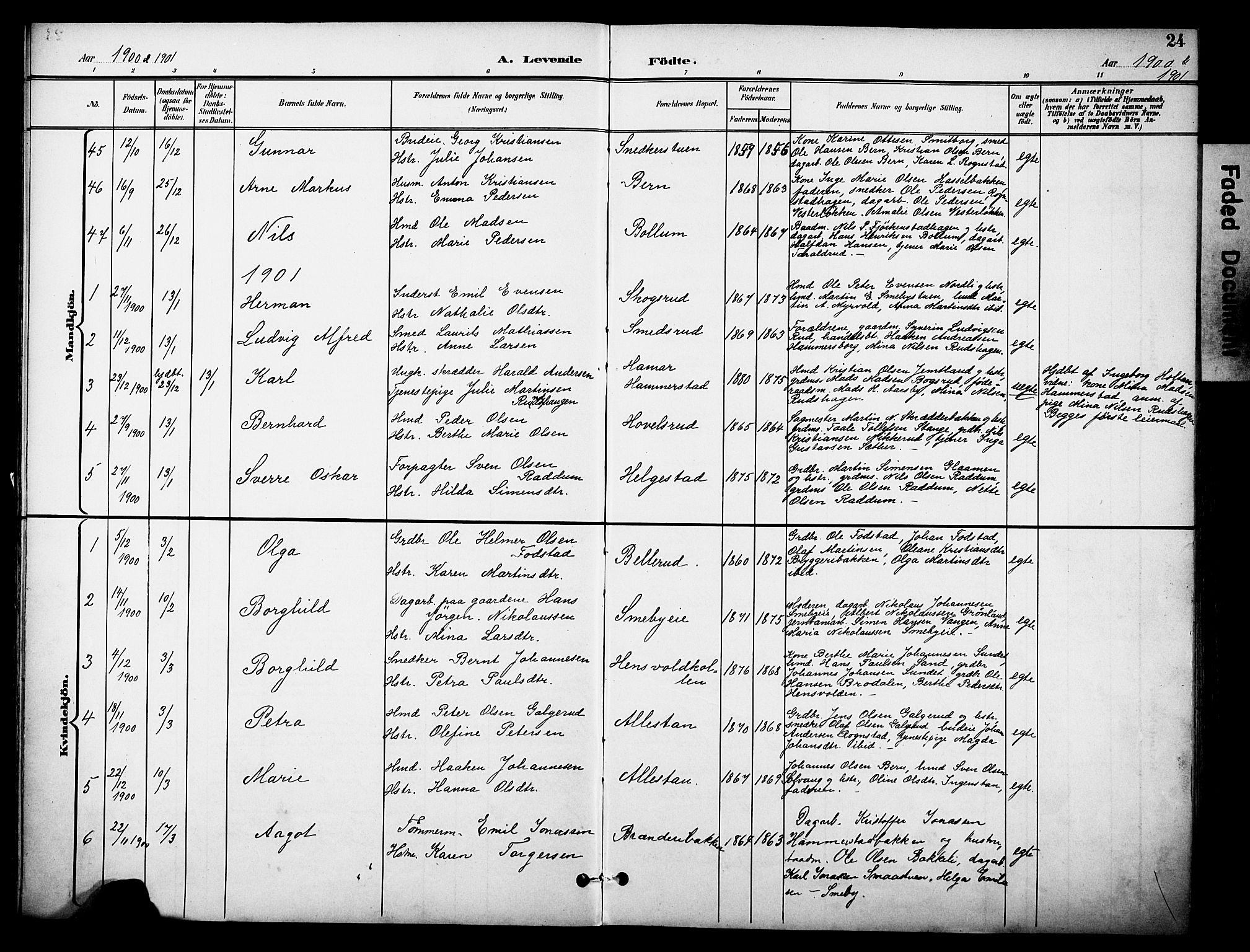 Østre Toten prestekontor, AV/SAH-PREST-104/H/Ha/Haa/L0009: Ministerialbok nr. 9, 1897-1913, s. 24