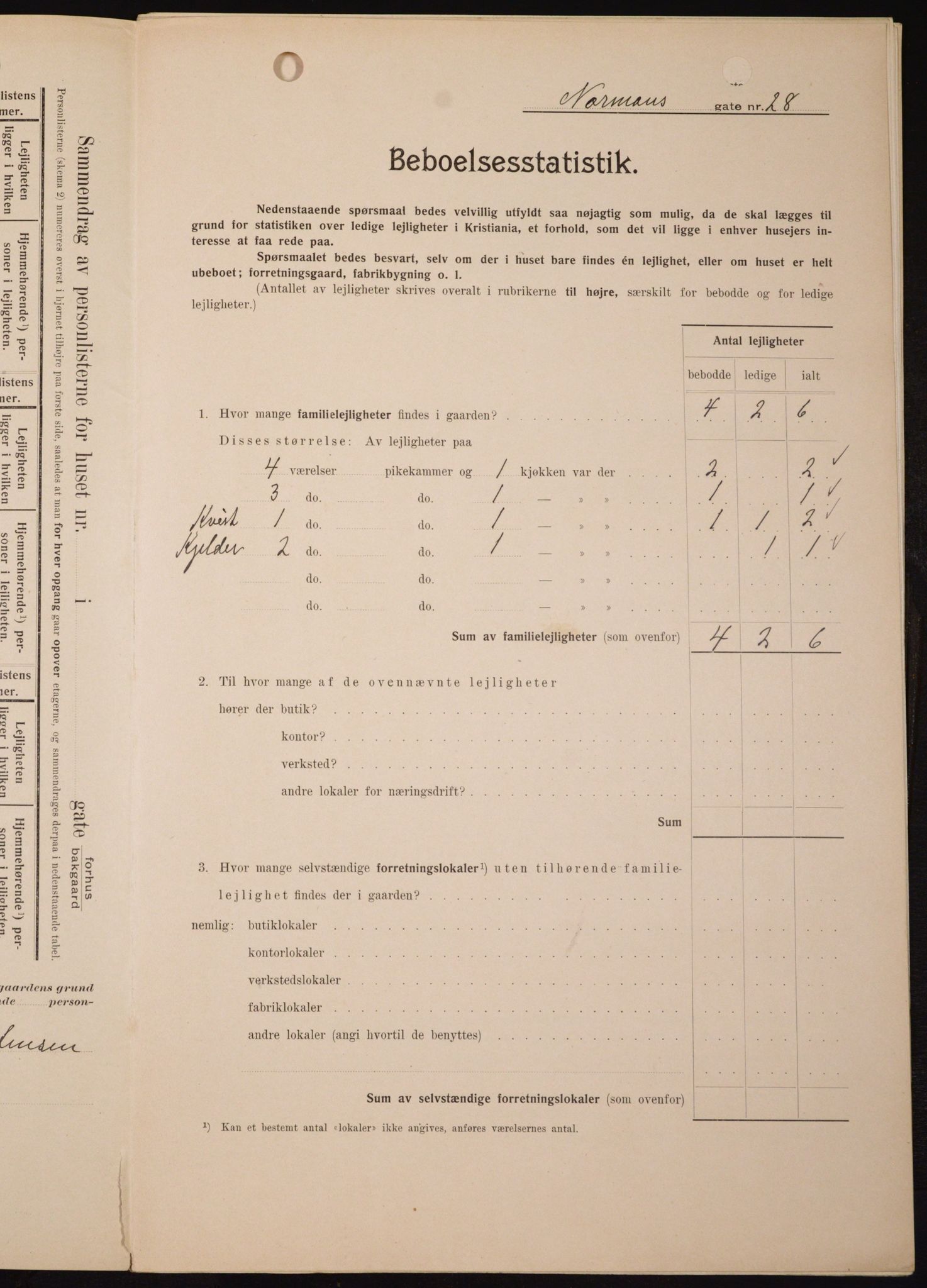 OBA, Kommunal folketelling 1.2.1909 for Kristiania kjøpstad, 1909, s. 66590