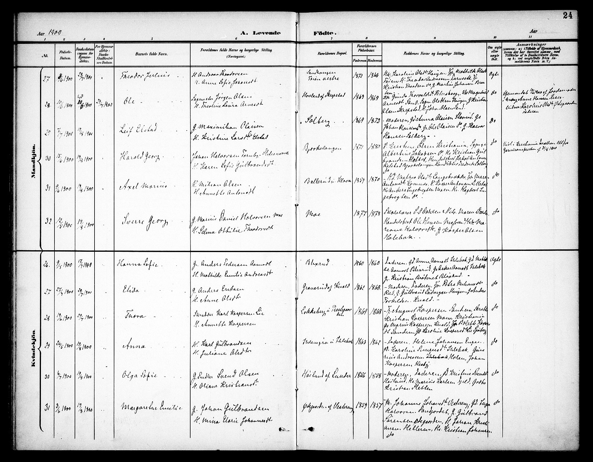Høland prestekontor Kirkebøker, AV/SAO-A-10346a/F/Fa/L0015: Ministerialbok nr. I 15, 1897-1912, s. 24
