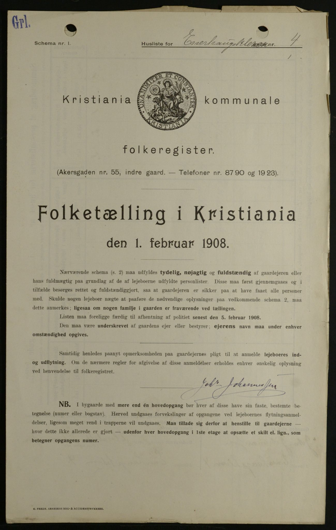 OBA, Kommunal folketelling 1.2.1908 for Kristiania kjøpstad, 1908, s. 19775