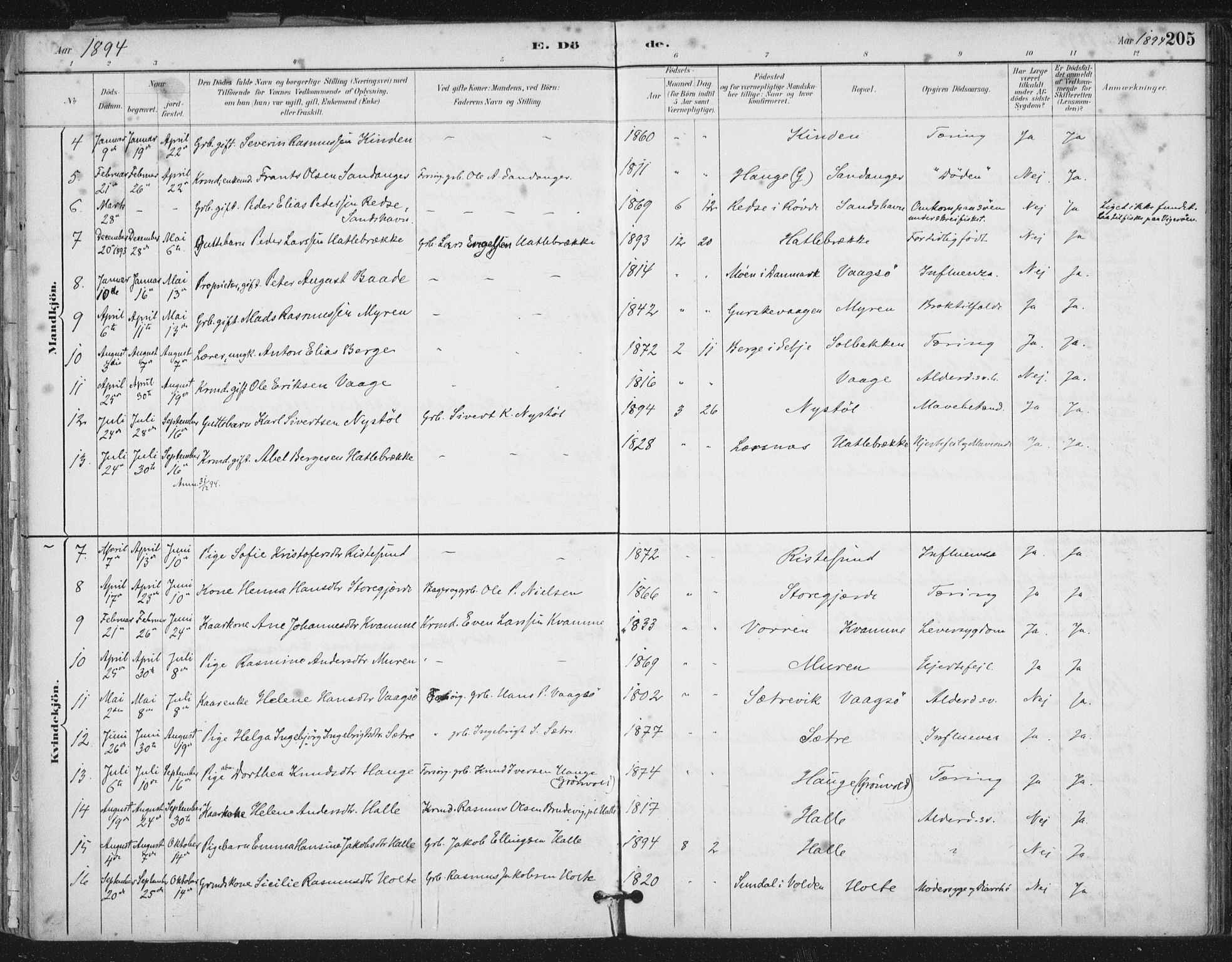 Ministerialprotokoller, klokkerbøker og fødselsregistre - Møre og Romsdal, SAT/A-1454/503/L0037: Ministerialbok nr. 503A05, 1884-1900, s. 205