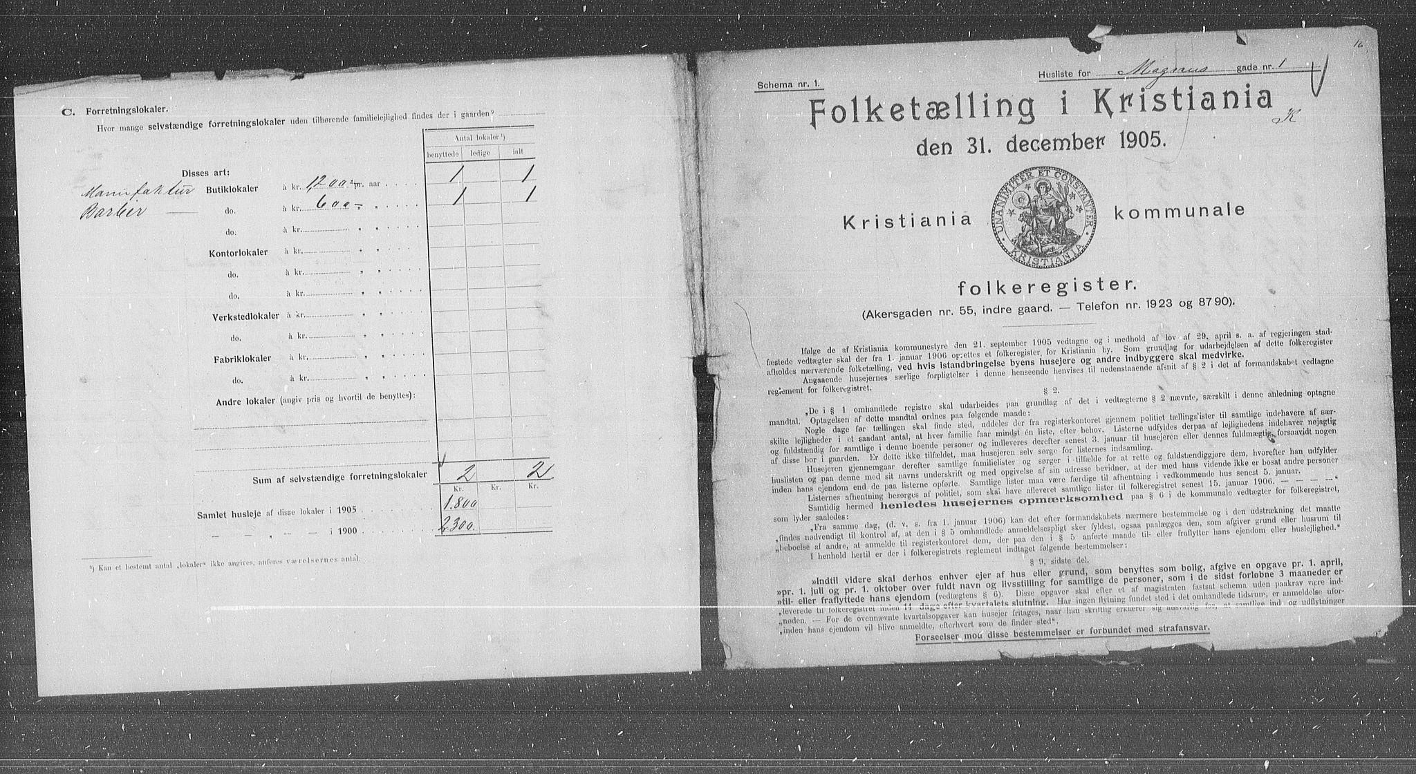 OBA, Kommunal folketelling 31.12.1905 for Kristiania kjøpstad, 1905, s. 31092