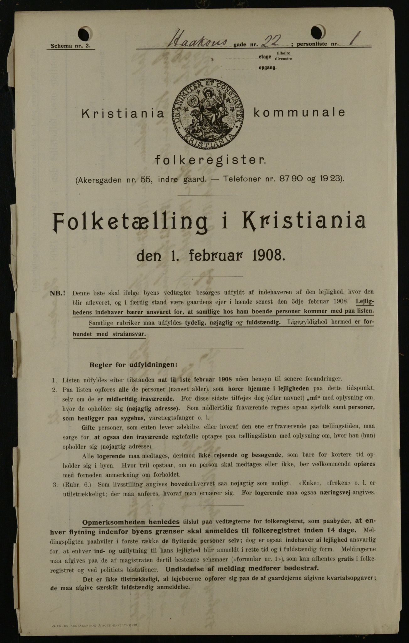 OBA, Kommunal folketelling 1.2.1908 for Kristiania kjøpstad, 1908, s. 38792