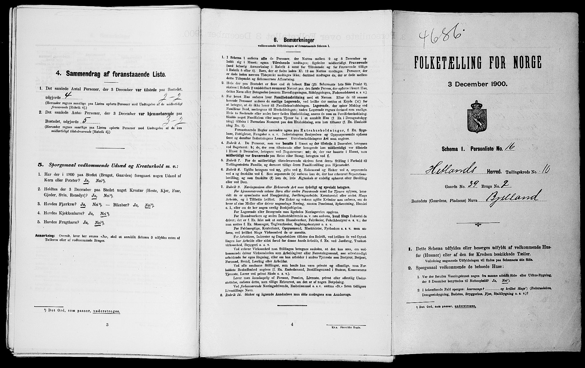 SAST, Folketelling 1900 for 1126 Hetland herred, 1900, s. 1446