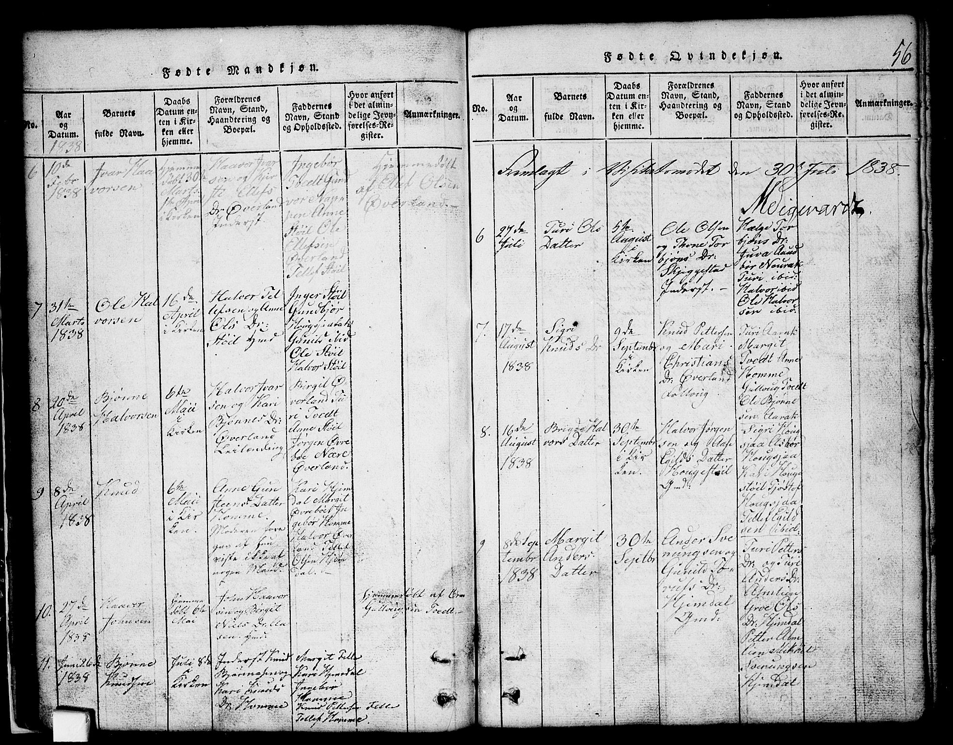 Nissedal kirkebøker, AV/SAKO-A-288/G/Gb/L0001: Klokkerbok nr. II 1, 1814-1862, s. 56