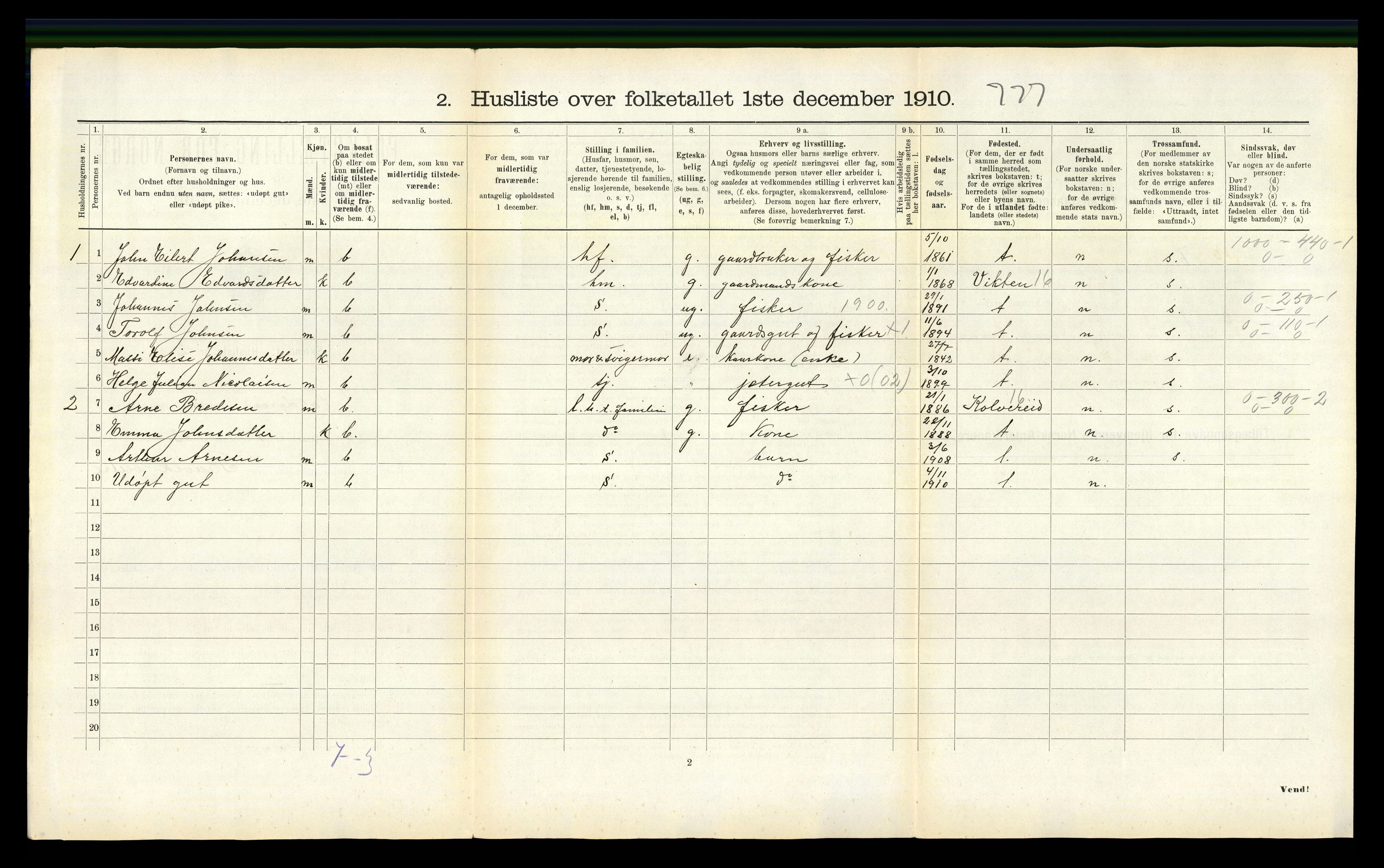 RA, Folketelling 1910 for 1753 Foldereid herred, 1910, s. 299