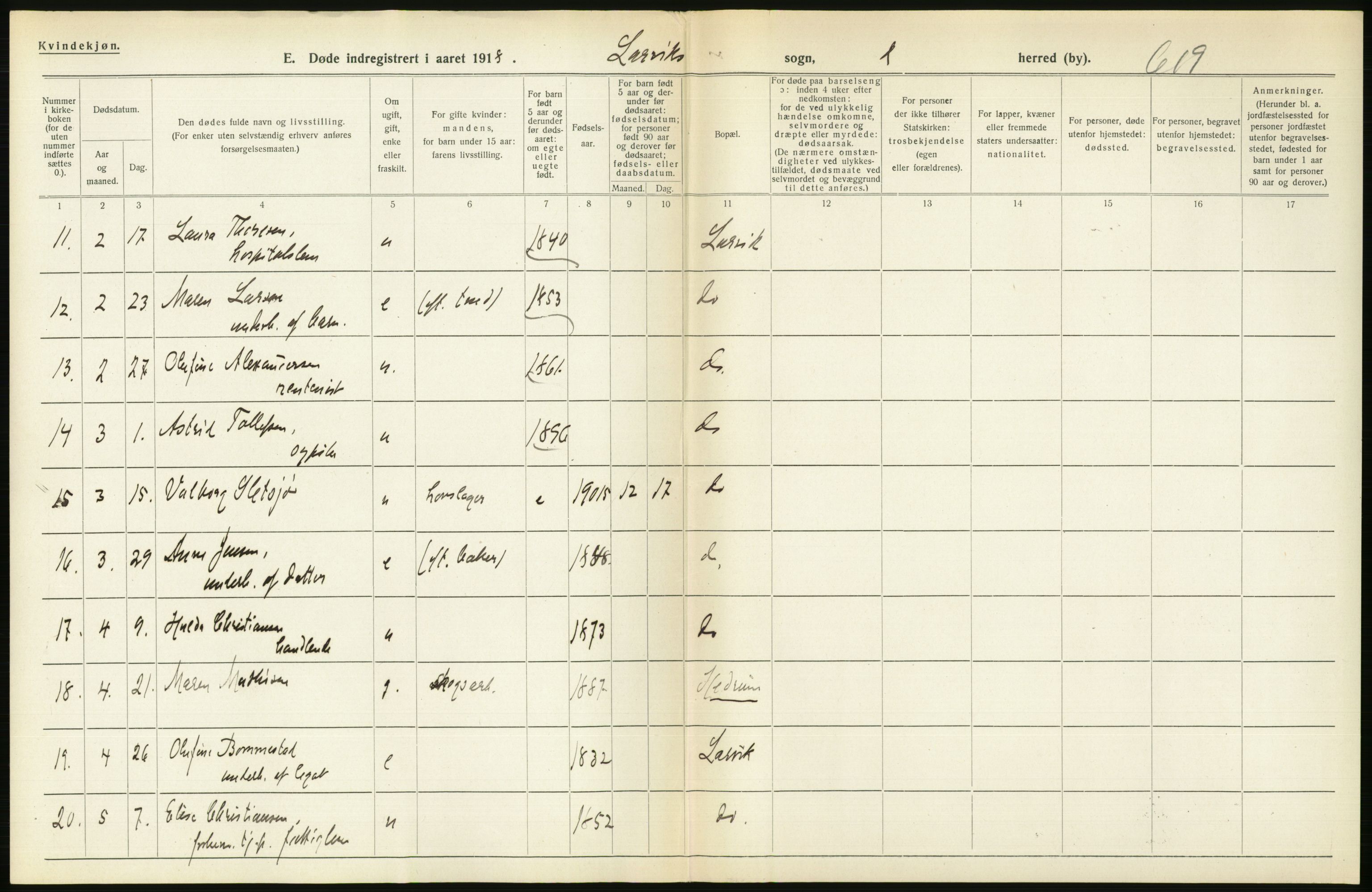 Statistisk sentralbyrå, Sosiodemografiske emner, Befolkning, AV/RA-S-2228/D/Df/Dfb/Dfbh/L0023: Vestfold fylke: Døde. Bygder og byer., 1918, s. 518