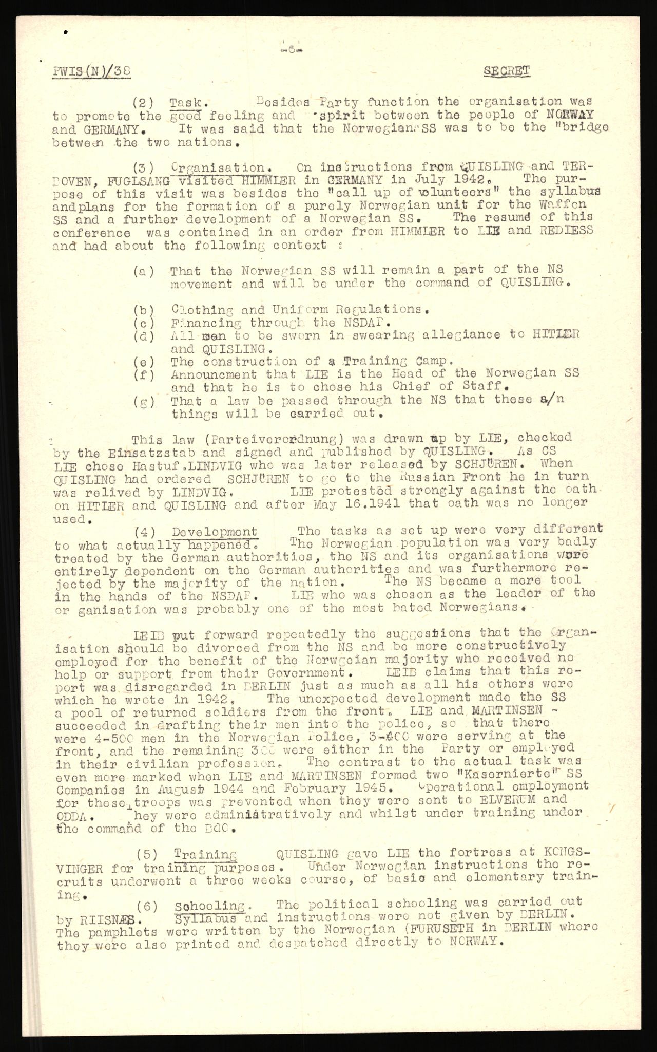 Forsvaret, Forsvarets overkommando II, RA/RAFA-3915/D/Db/L0020: CI Questionaires. Tyske okkupasjonsstyrker i Norge. Tyskere., 1945-1946, s. 33