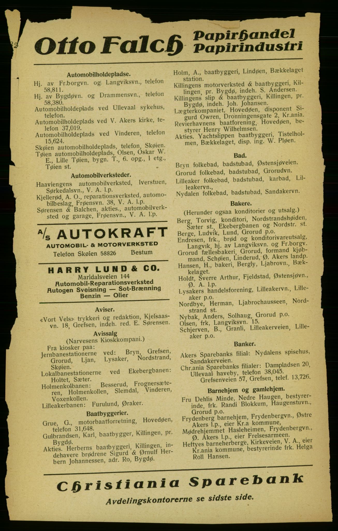 Aker adressebok/adressekalender, PUBL/001/A/002: Akers adressekalender, 1922, s. 326