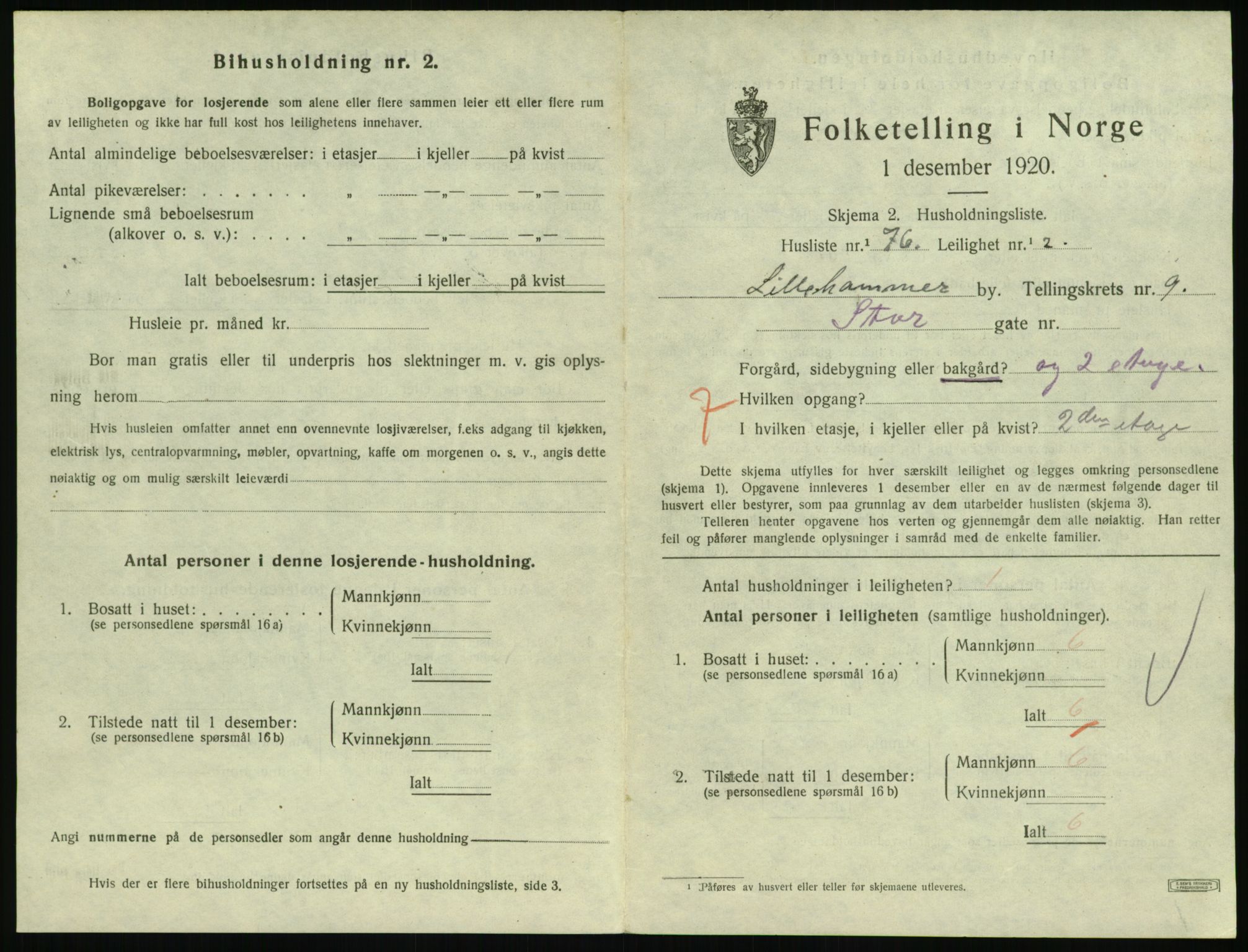 SAH, Folketelling 1920 for 0501 Lillehammer kjøpstad, 1920, s. 3298