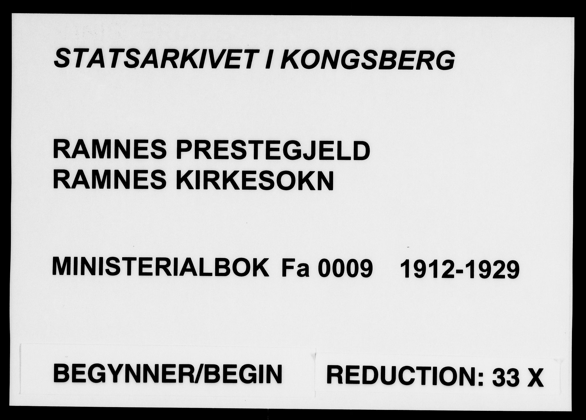 Ramnes kirkebøker, AV/SAKO-A-314/F/Fa/L0009: Ministerialbok nr. I 9, 1912-1929