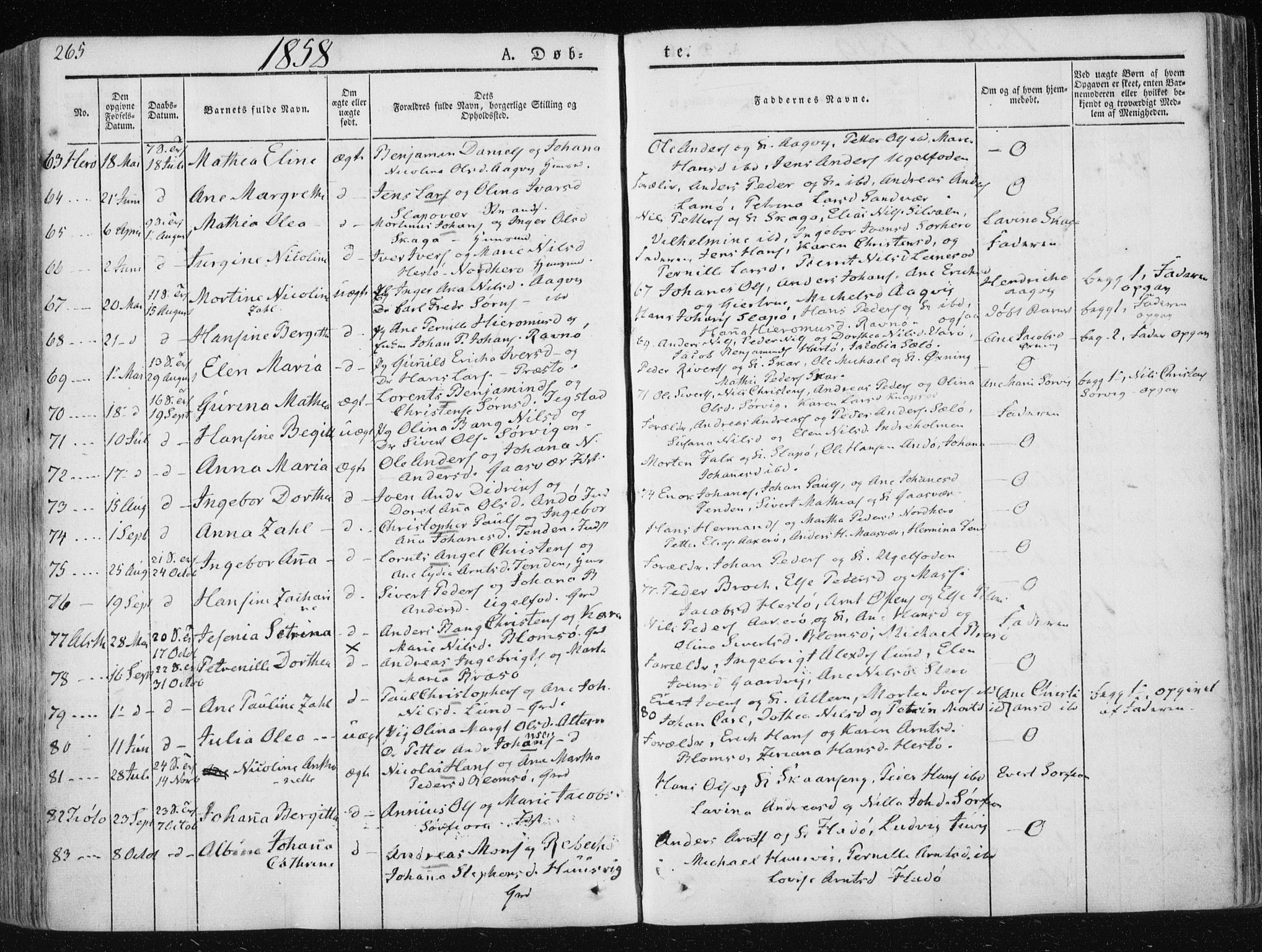 Ministerialprotokoller, klokkerbøker og fødselsregistre - Nordland, AV/SAT-A-1459/830/L0446: Ministerialbok nr. 830A10, 1831-1865, s. 265