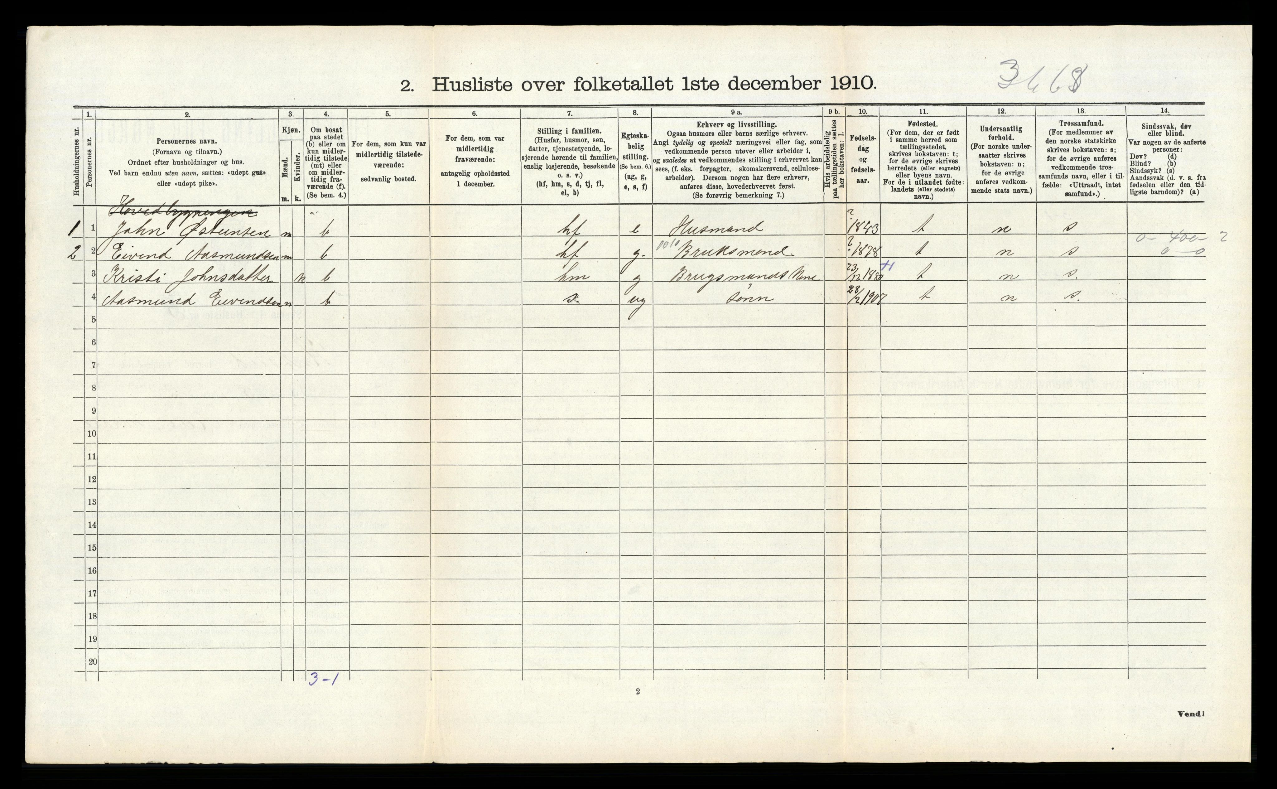 RA, Folketelling 1910 for 0829 Kviteseid herred, 1910, s. 199