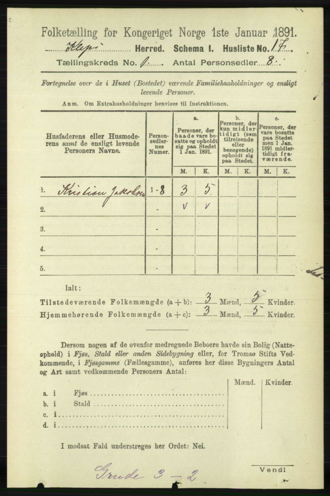 RA, Folketelling 1891 for 1120 Klepp herred, 1891, s. 44