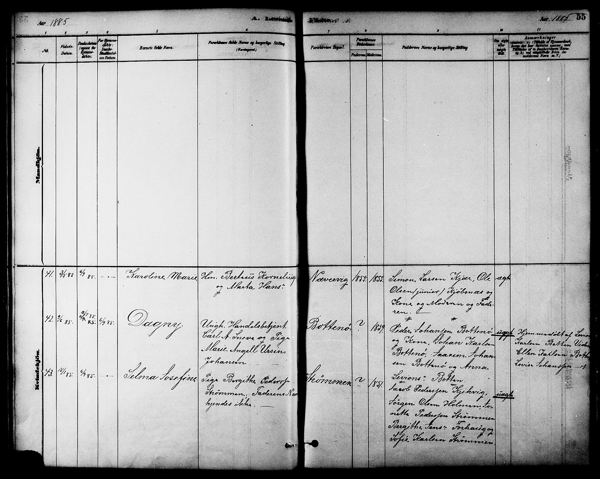 Ministerialprotokoller, klokkerbøker og fødselsregistre - Nordland, AV/SAT-A-1459/861/L0868: Ministerialbok nr. 861A03, 1879-1889, s. 55