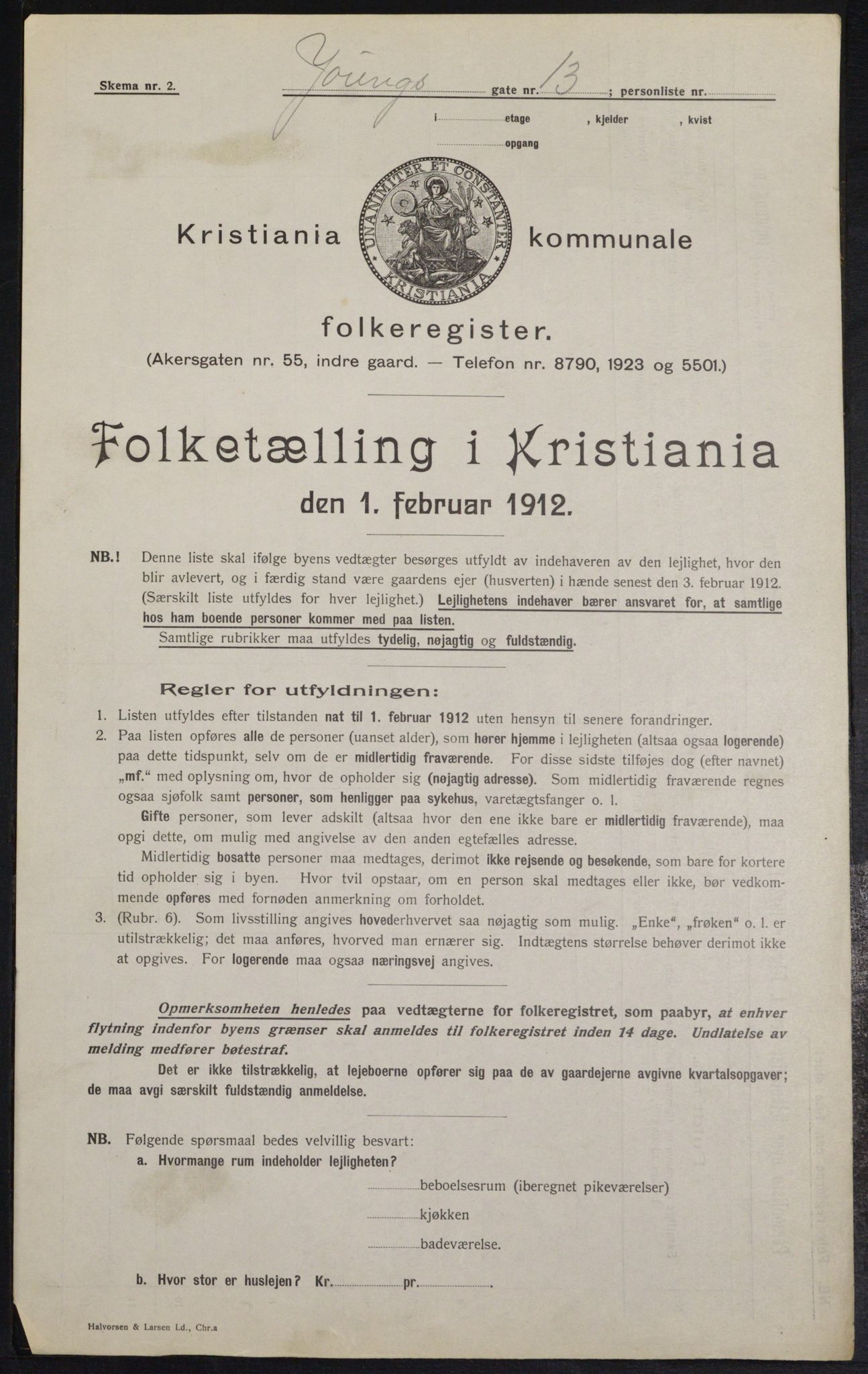 OBA, Kommunal folketelling 1.2.1912 for Kristiania, 1912, s. 128573