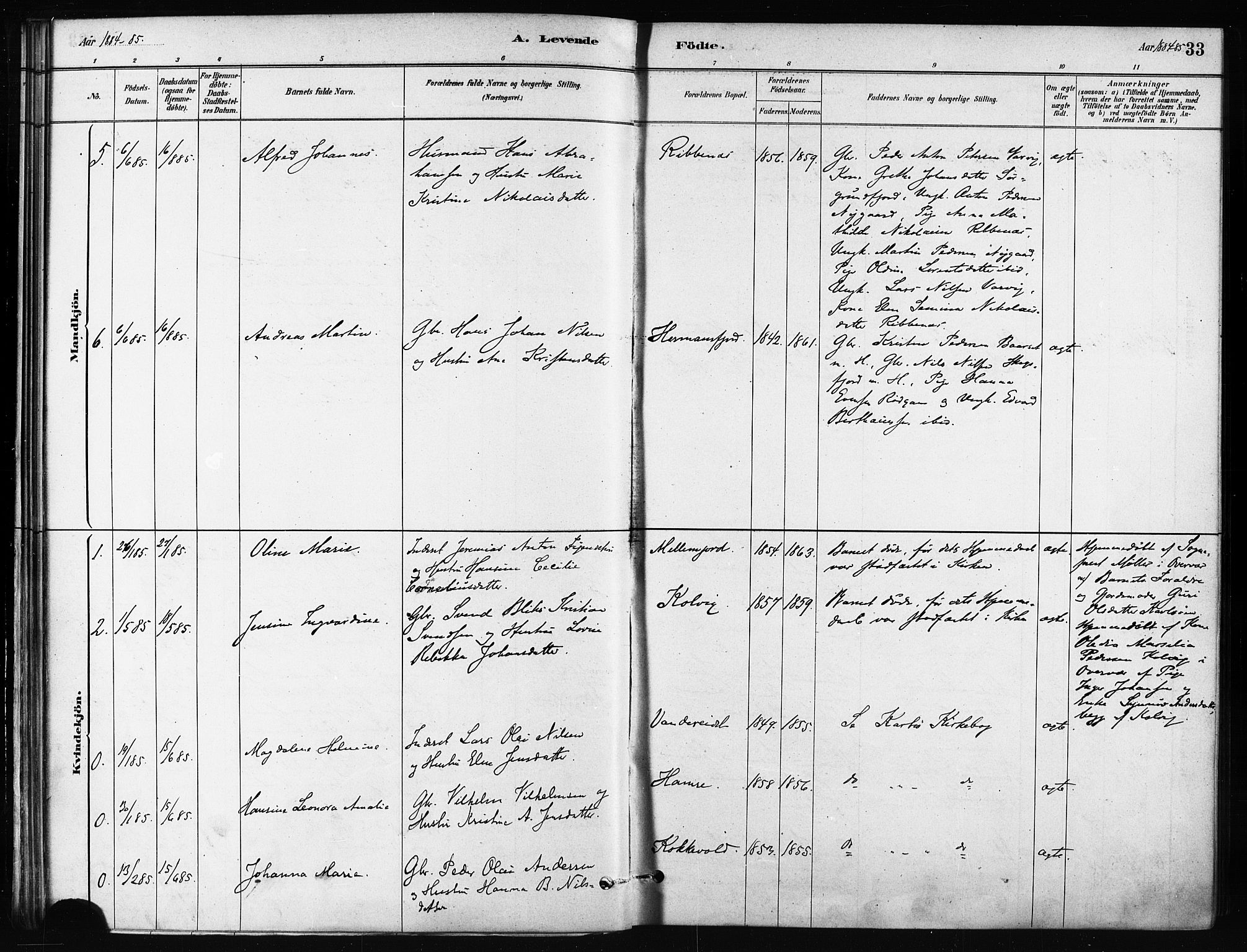 Karlsøy sokneprestembete, AV/SATØ-S-1299/H/Ha/Haa/L0011kirke: Ministerialbok nr. 11, 1879-1892, s. 33
