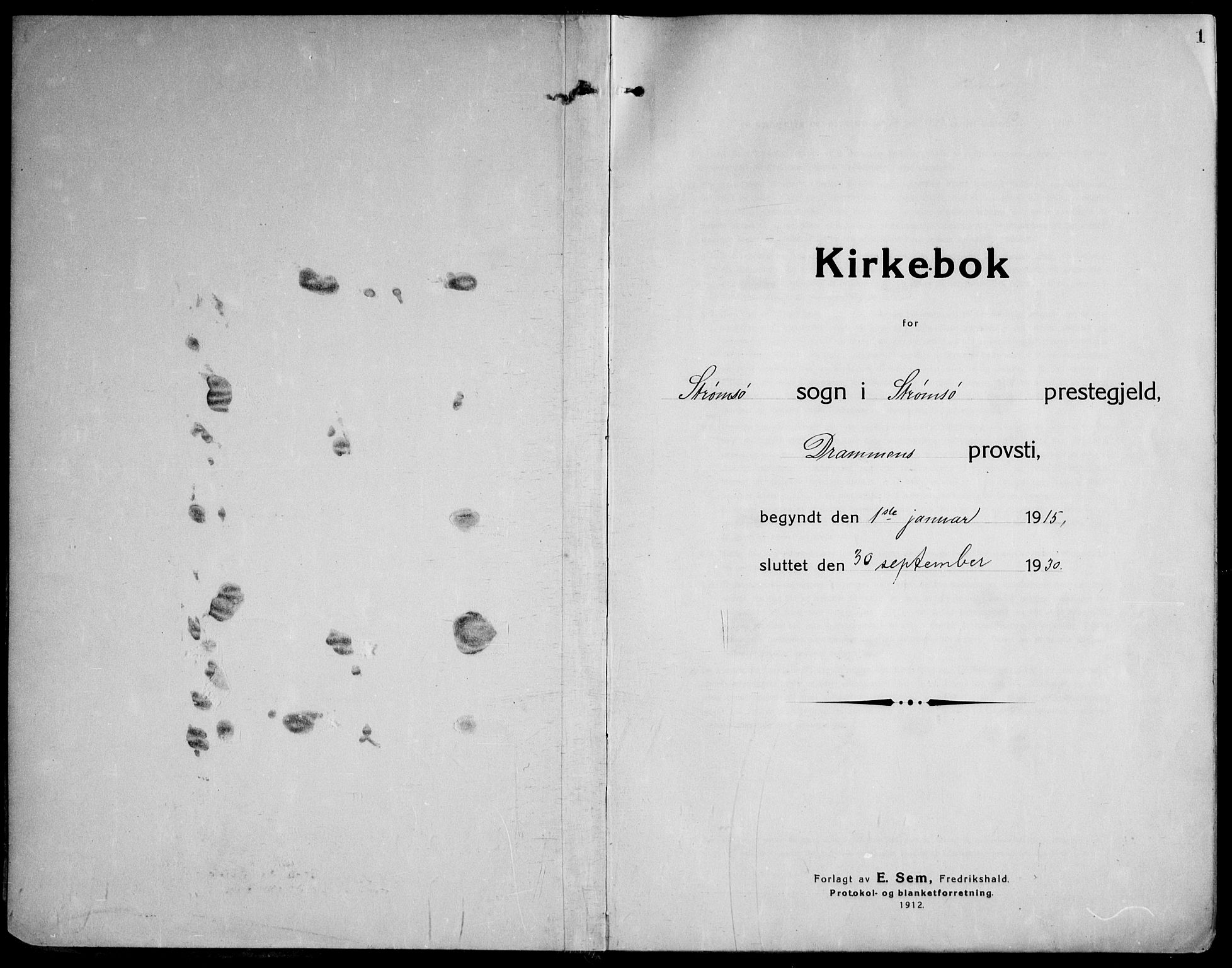 Strømsø kirkebøker, AV/SAKO-A-246/F/Fa/L0029: Ministerialbok nr. I 27, 1915-1930, s. 1
