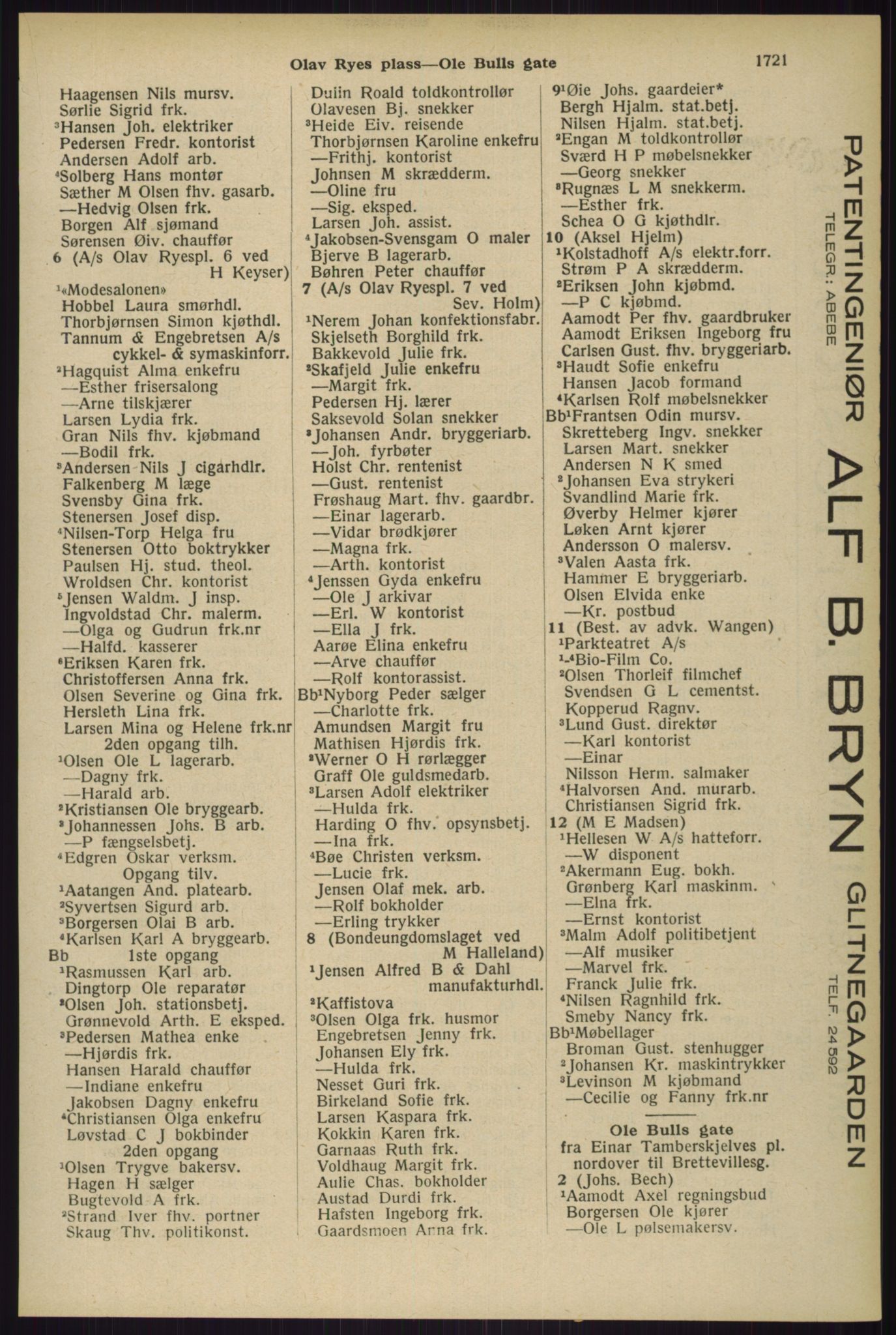 Kristiania/Oslo adressebok, PUBL/-, 1929, s. 1721