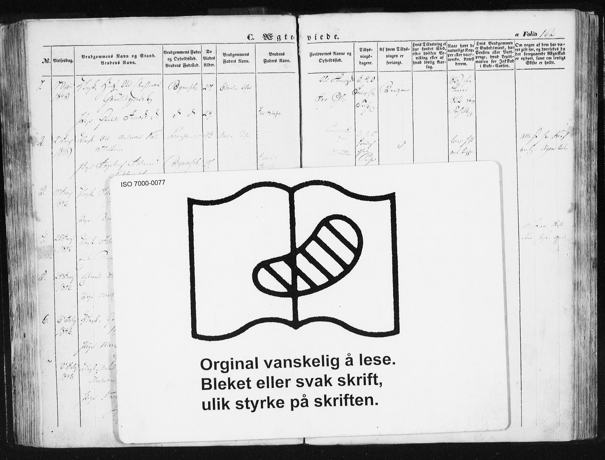 Ministerialprotokoller, klokkerbøker og fødselsregistre - Sør-Trøndelag, AV/SAT-A-1456/612/L0376: Ministerialbok nr. 612A08, 1846-1859, s. 162