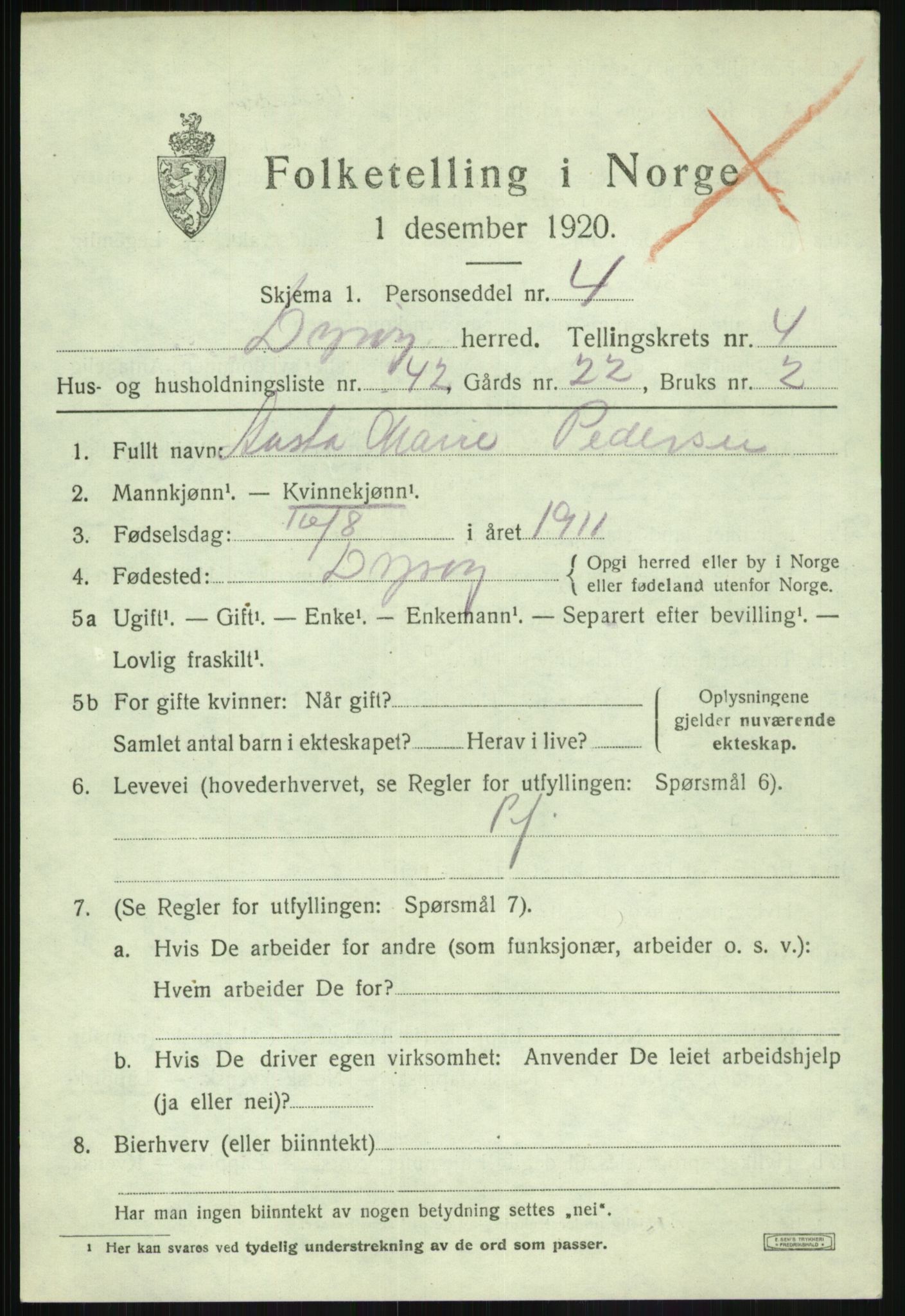 SATØ, Folketelling 1920 for 1926 Dyrøy herred, 1920, s. 2675