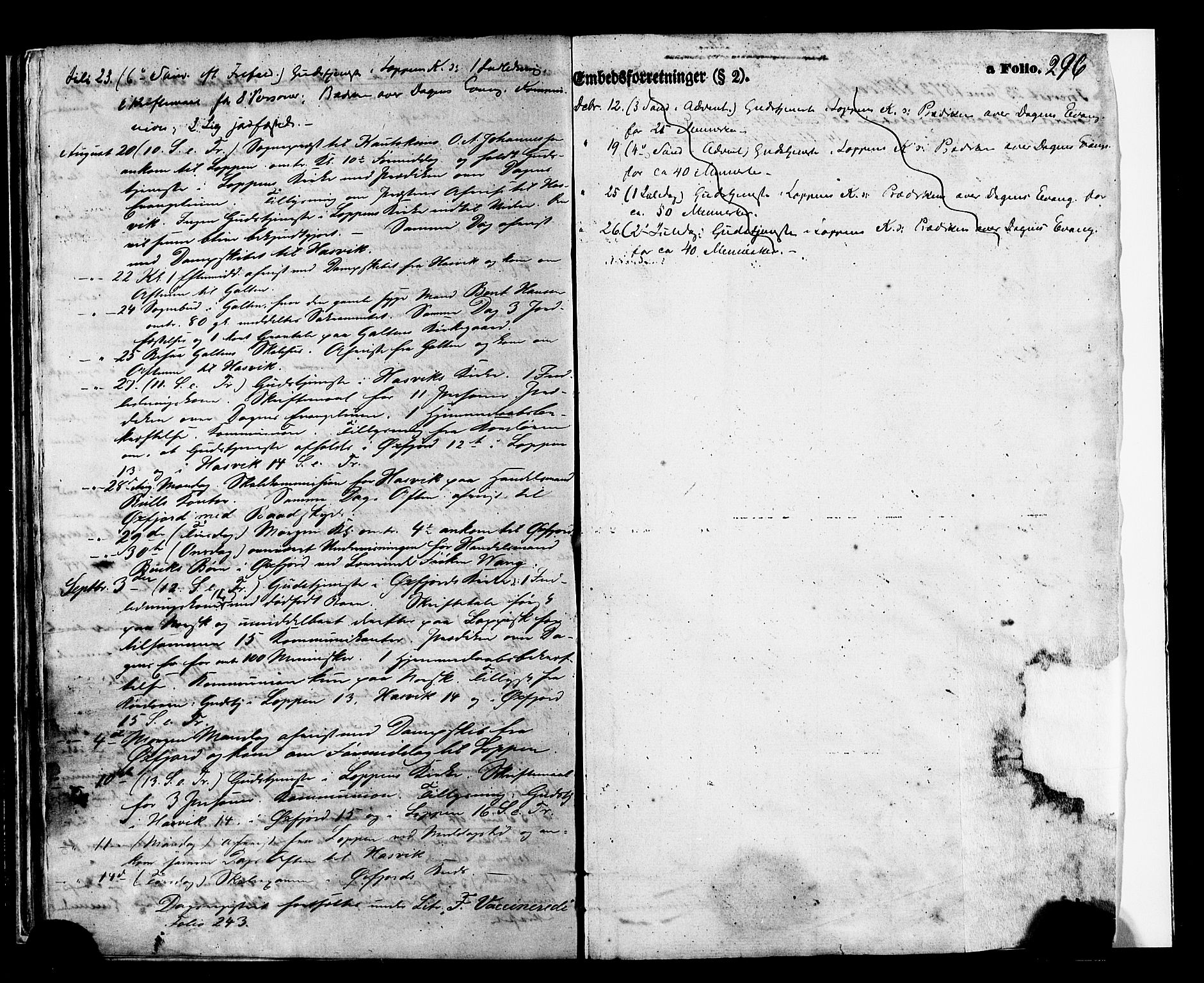 Loppa sokneprestkontor, AV/SATØ-S-1339/H/Ha/L0005kirke: Ministerialbok nr. 5, 1869-1878, s. 296