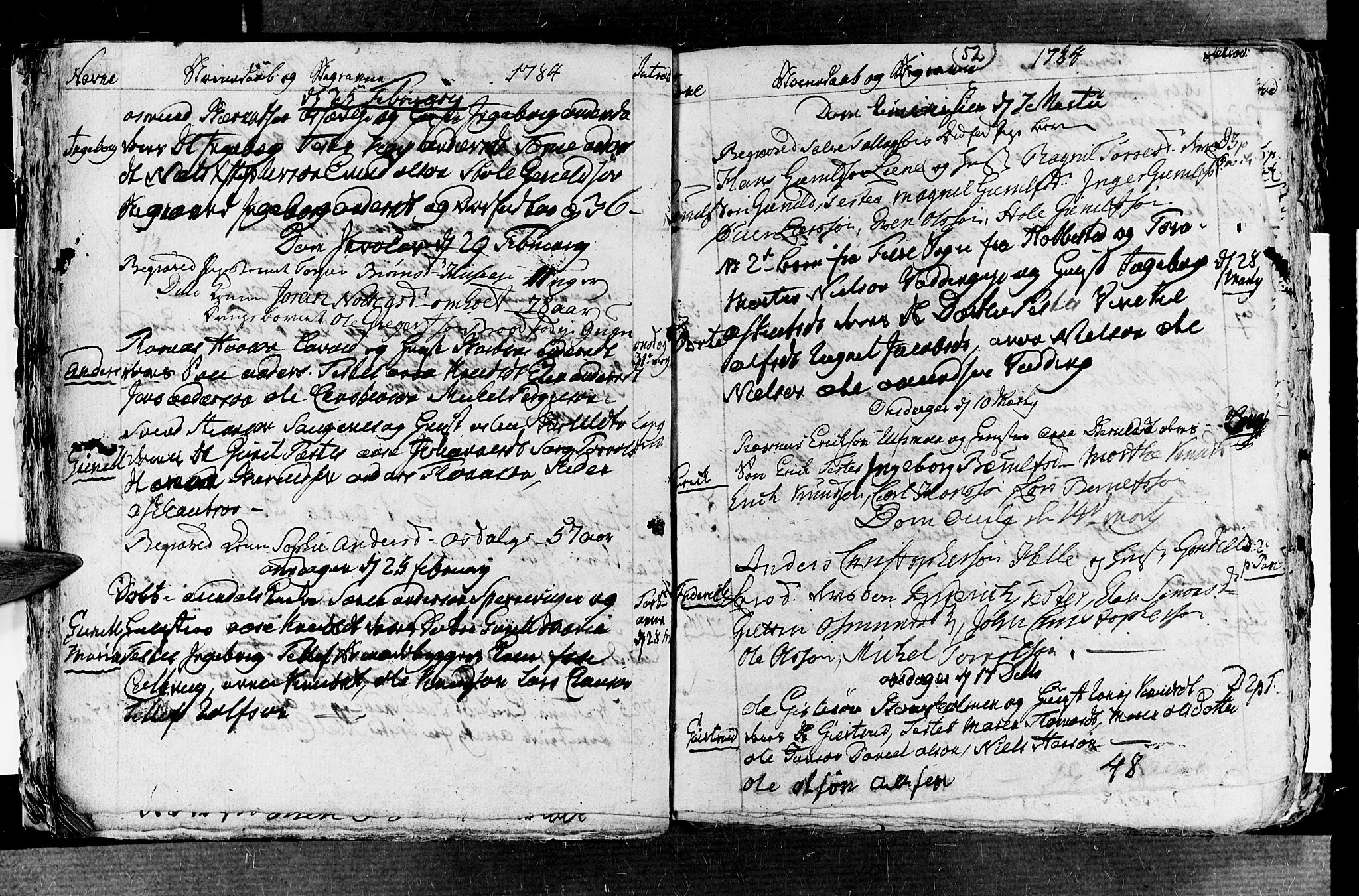 Øyestad sokneprestkontor, AV/SAK-1111-0049/F/Fb/L0001: Klokkerbok nr. B 1, 1780-1794, s. 52