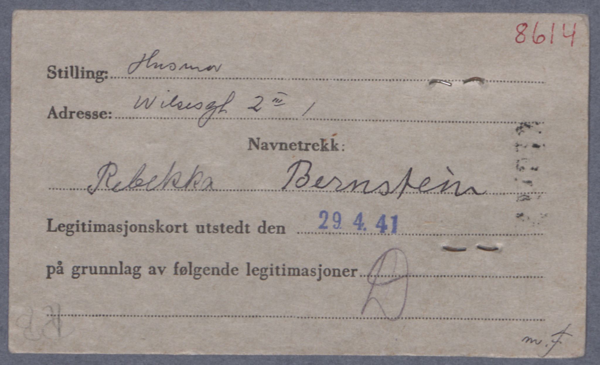 Sosialdepartementet, Våre Falne, RA/S-1708/E/Ee/L0021A: Fotografier av jøder på legitimasjonskort (1941-42), 1941-1942, s. 44