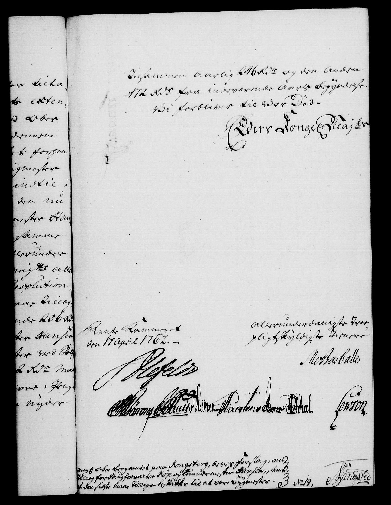 Rentekammeret, Kammerkanselliet, RA/EA-3111/G/Gf/Gfa/L0044: Norsk relasjons- og resolusjonsprotokoll (merket RK 52.44), 1762, s. 187