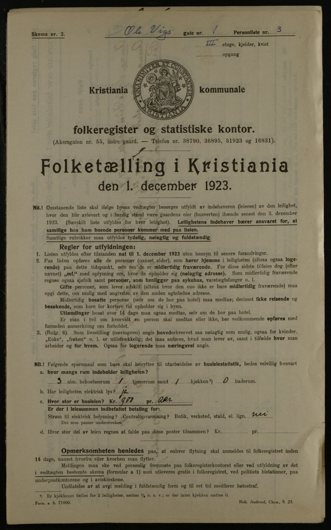 OBA, Kommunal folketelling 1.12.1923 for Kristiania, 1923, s. 82900