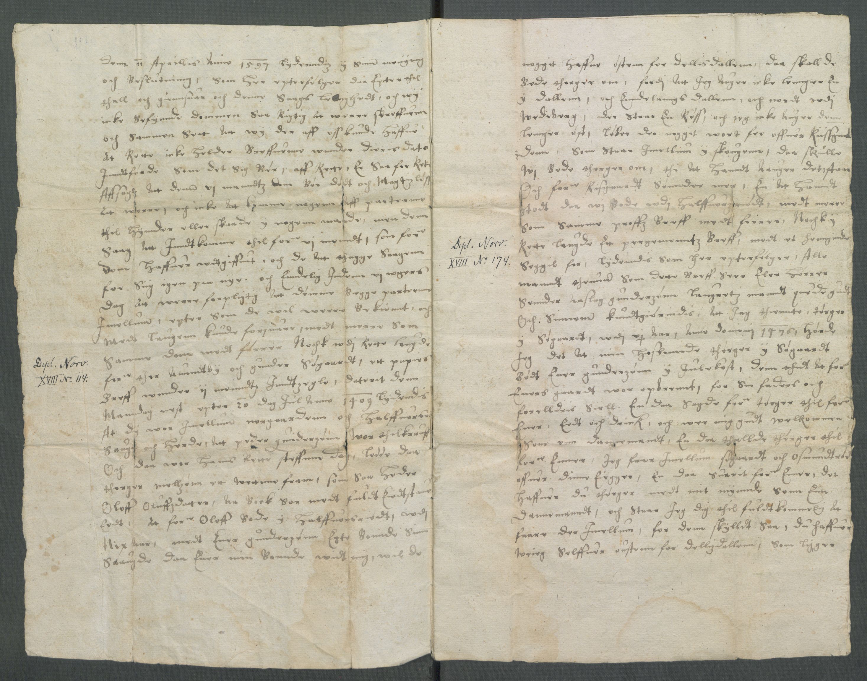 Riksarkivets diplomsamling, AV/RA-EA-5965/F02/L0104: Dokumenter, 1597, s. 22