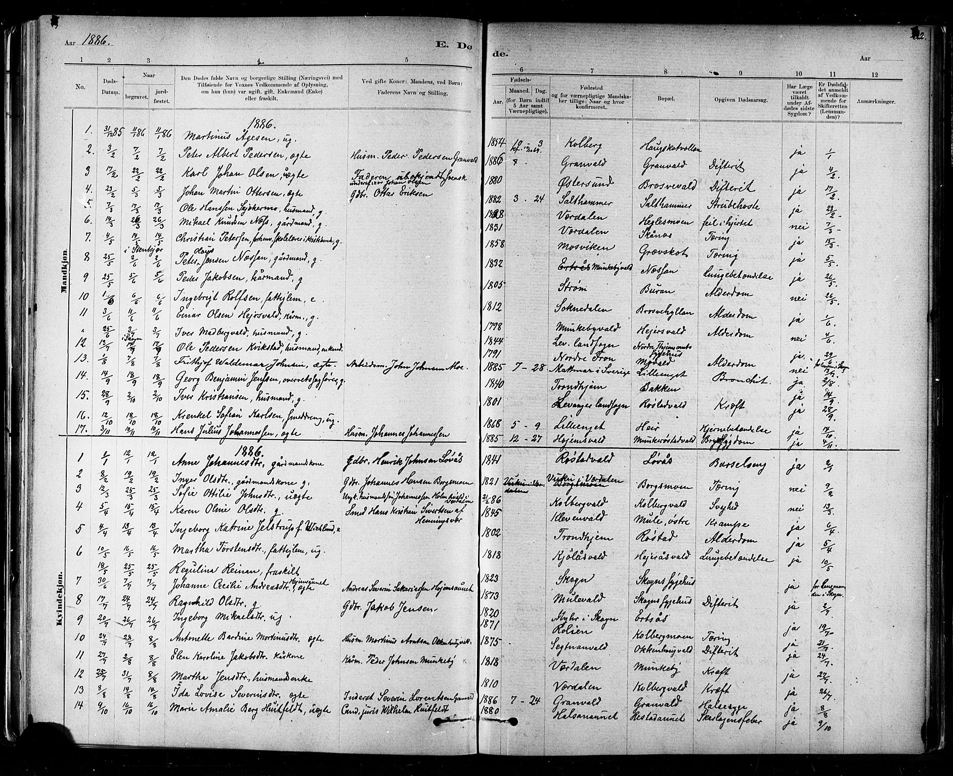 Ministerialprotokoller, klokkerbøker og fødselsregistre - Nord-Trøndelag, SAT/A-1458/721/L0208: Klokkerbok nr. 721C01, 1880-1917, s. 222