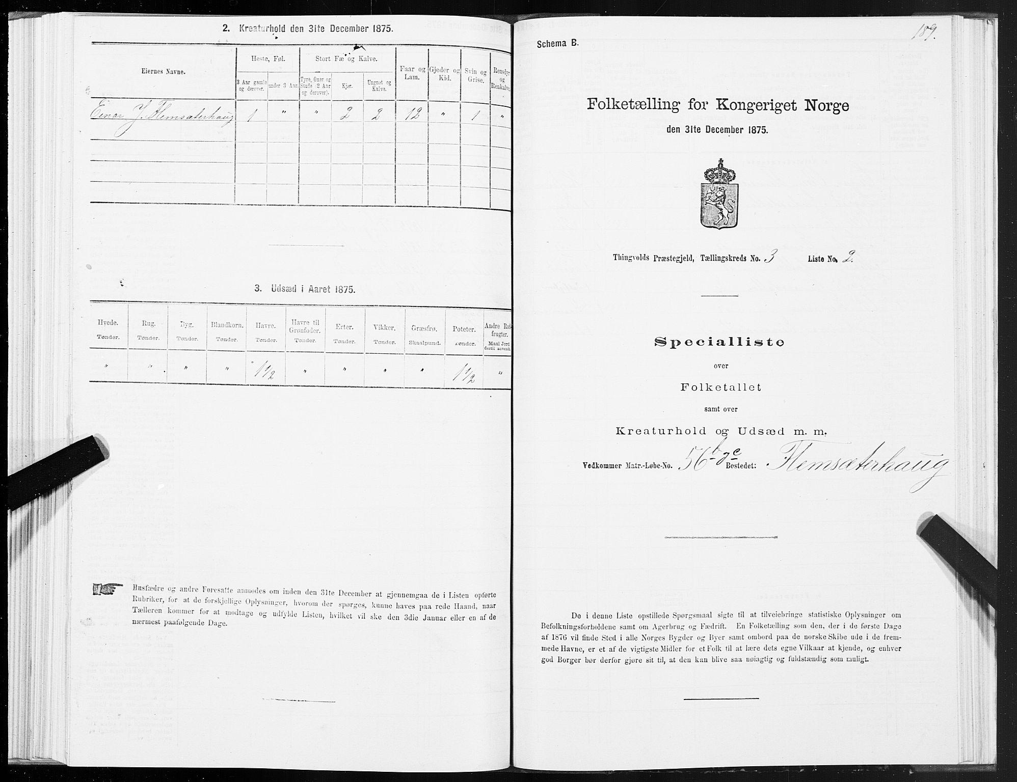 SAT, Folketelling 1875 for 1560P Tingvoll prestegjeld, 1875, s. 1189