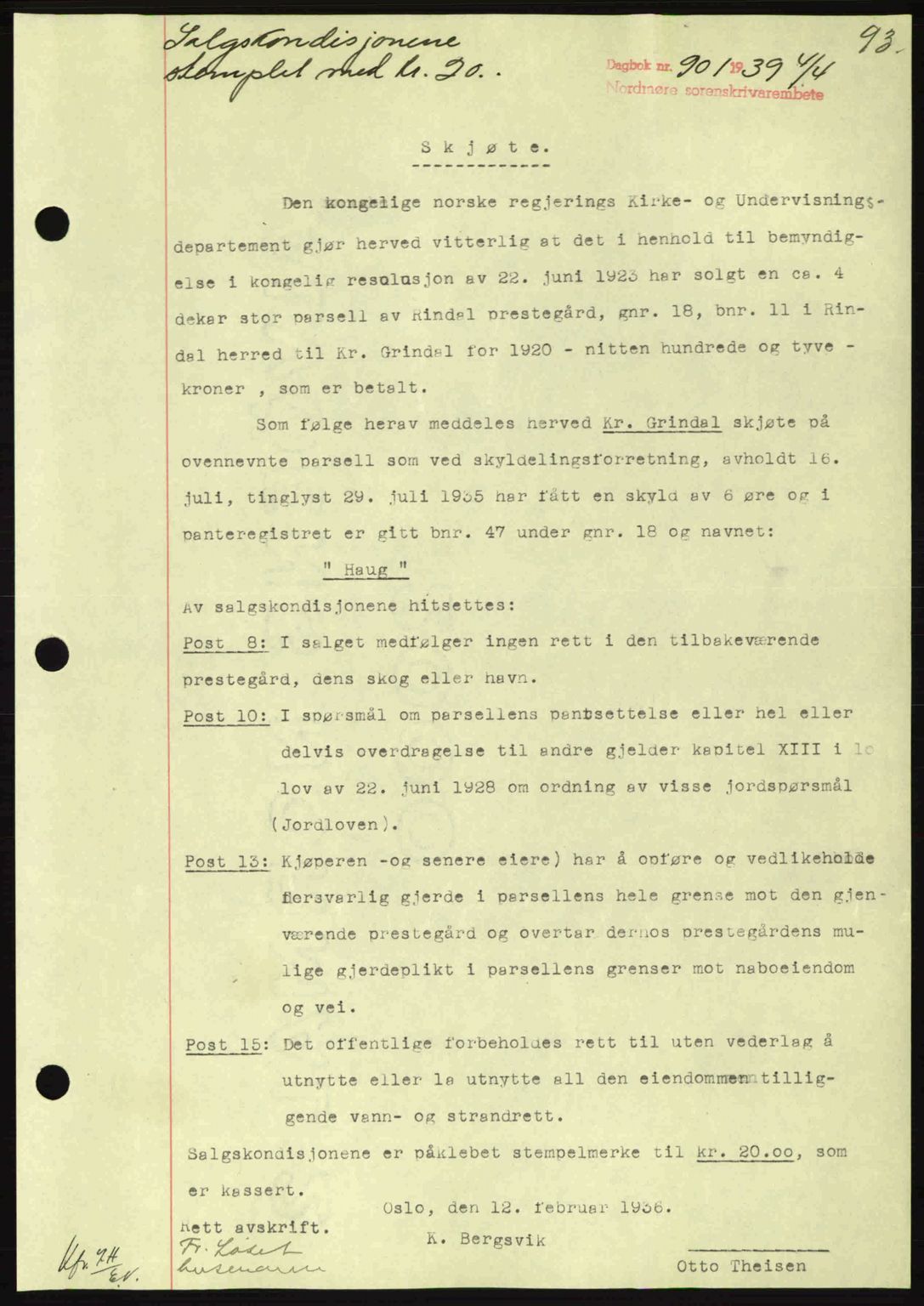 Nordmøre sorenskriveri, SAT/A-4132/1/2/2Ca: Pantebok nr. A86, 1939-1939, Dagboknr: 901/1939
