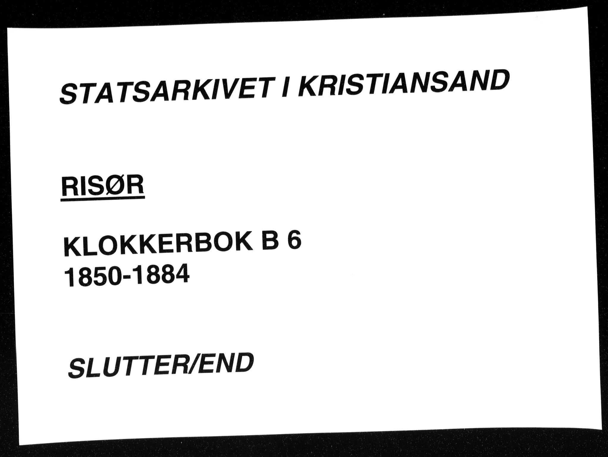 Risør sokneprestkontor, AV/SAK-1111-0035/F/Fb/L0006: Klokkerbok nr. B 6, 1850-1884