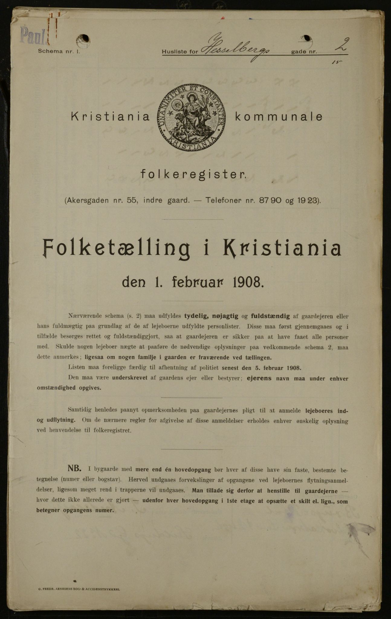 OBA, Kommunal folketelling 1.2.1908 for Kristiania kjøpstad, 1908, s. 35847