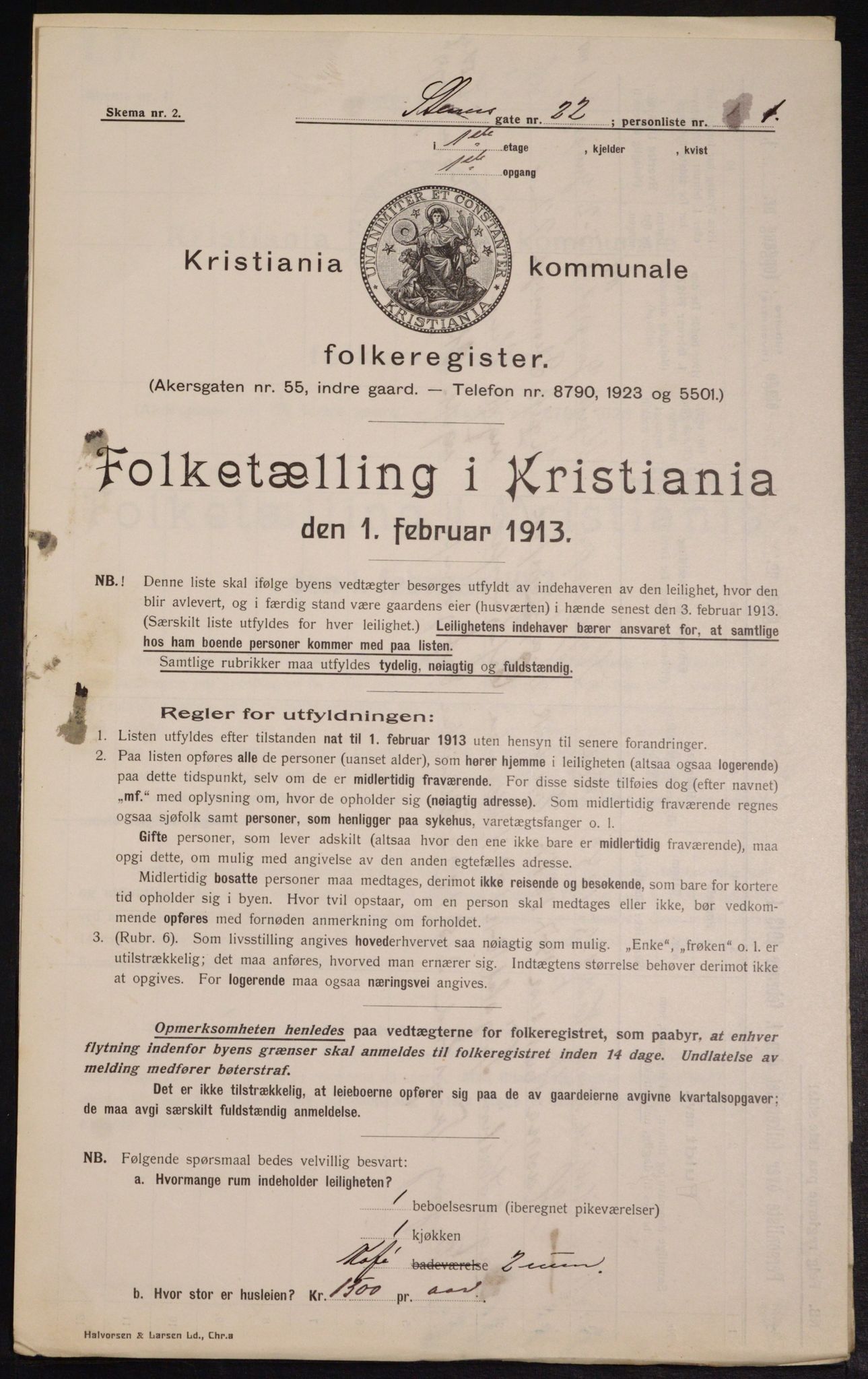 OBA, Kommunal folketelling 1.2.1913 for Kristiania, 1913, s. 101608