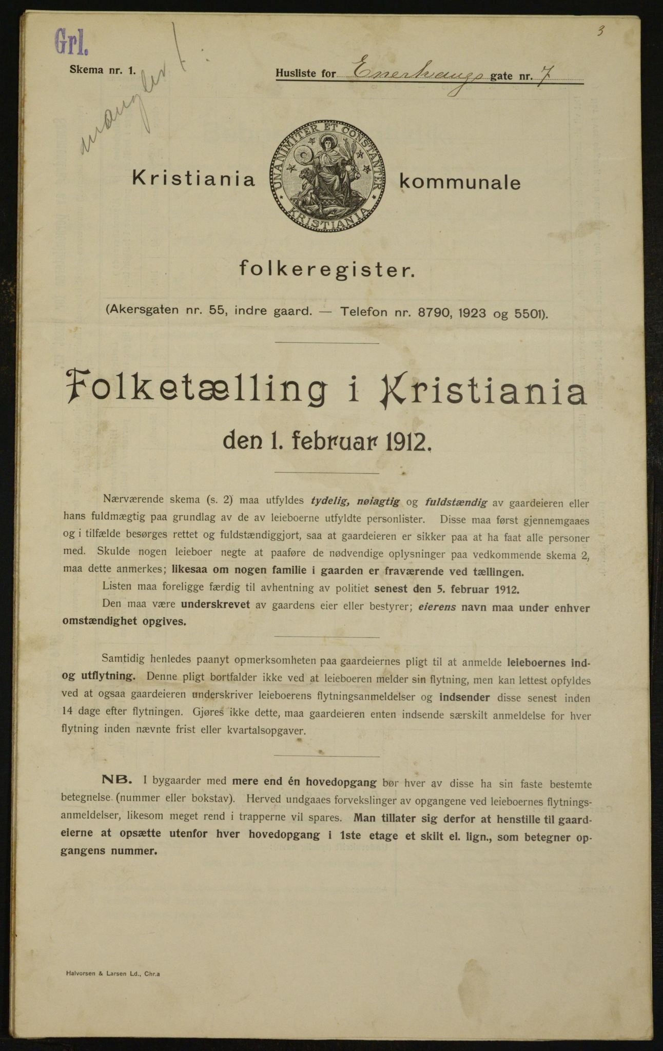 OBA, Kommunal folketelling 1.2.1912 for Kristiania, 1912, s. 21490