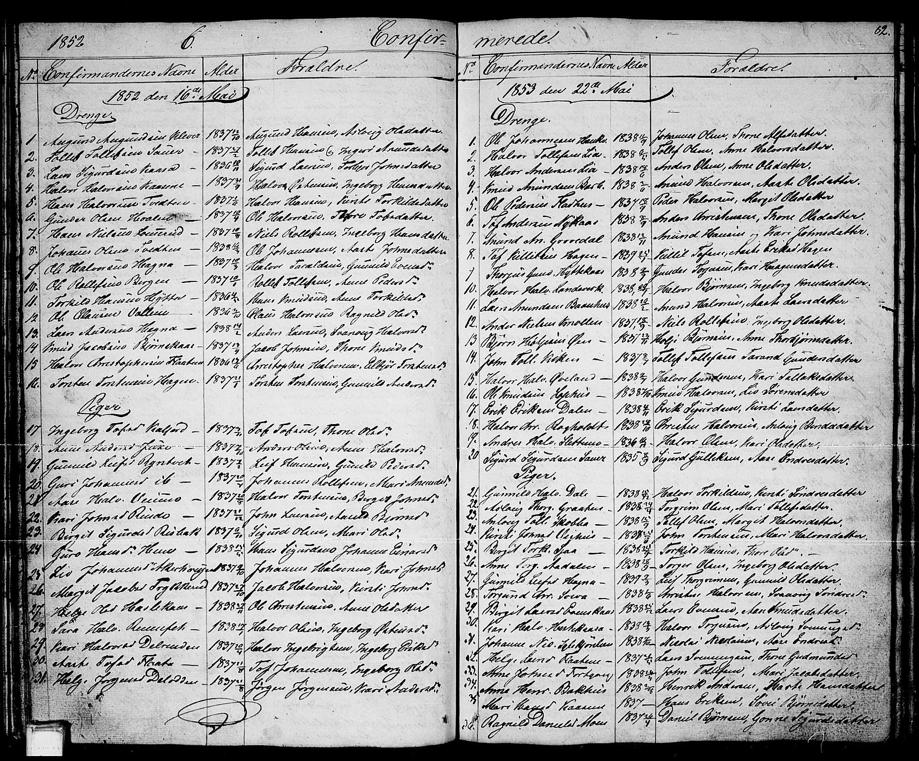 Sauherad kirkebøker, AV/SAKO-A-298/G/Ga/L0002: Klokkerbok nr. I 2, 1842-1866, s. 82