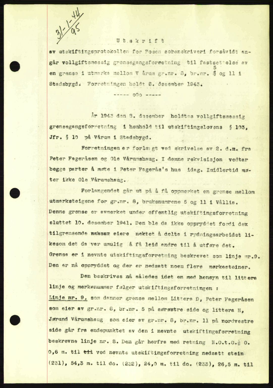 Fosen sorenskriveri, AV/SAT-A-1107/1/2/2C: Pantebok nr. A3, 1943-1945, Dagboknr: 95/1944