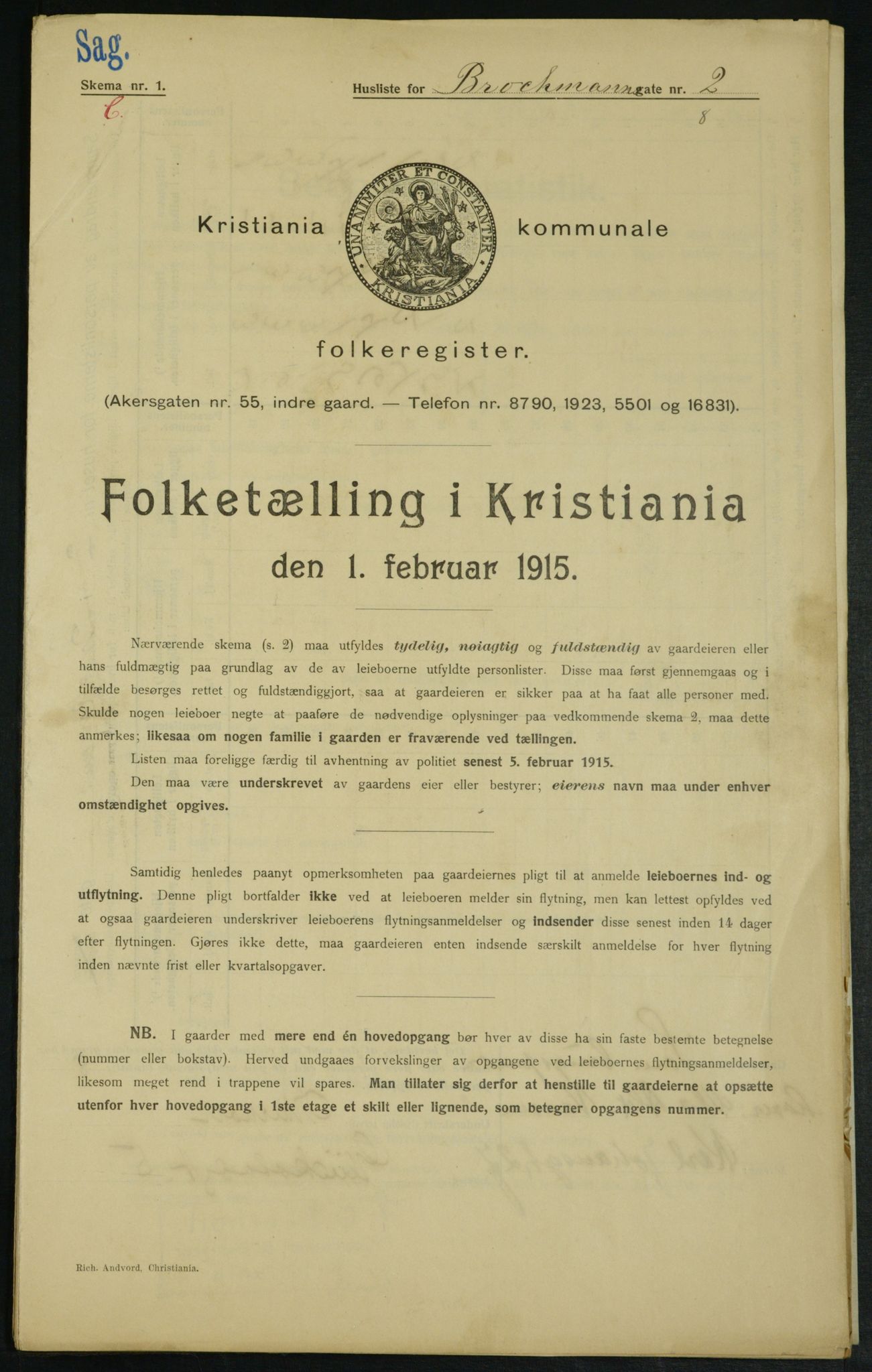 OBA, Kommunal folketelling 1.2.1915 for Kristiania, 1915, s. 9551