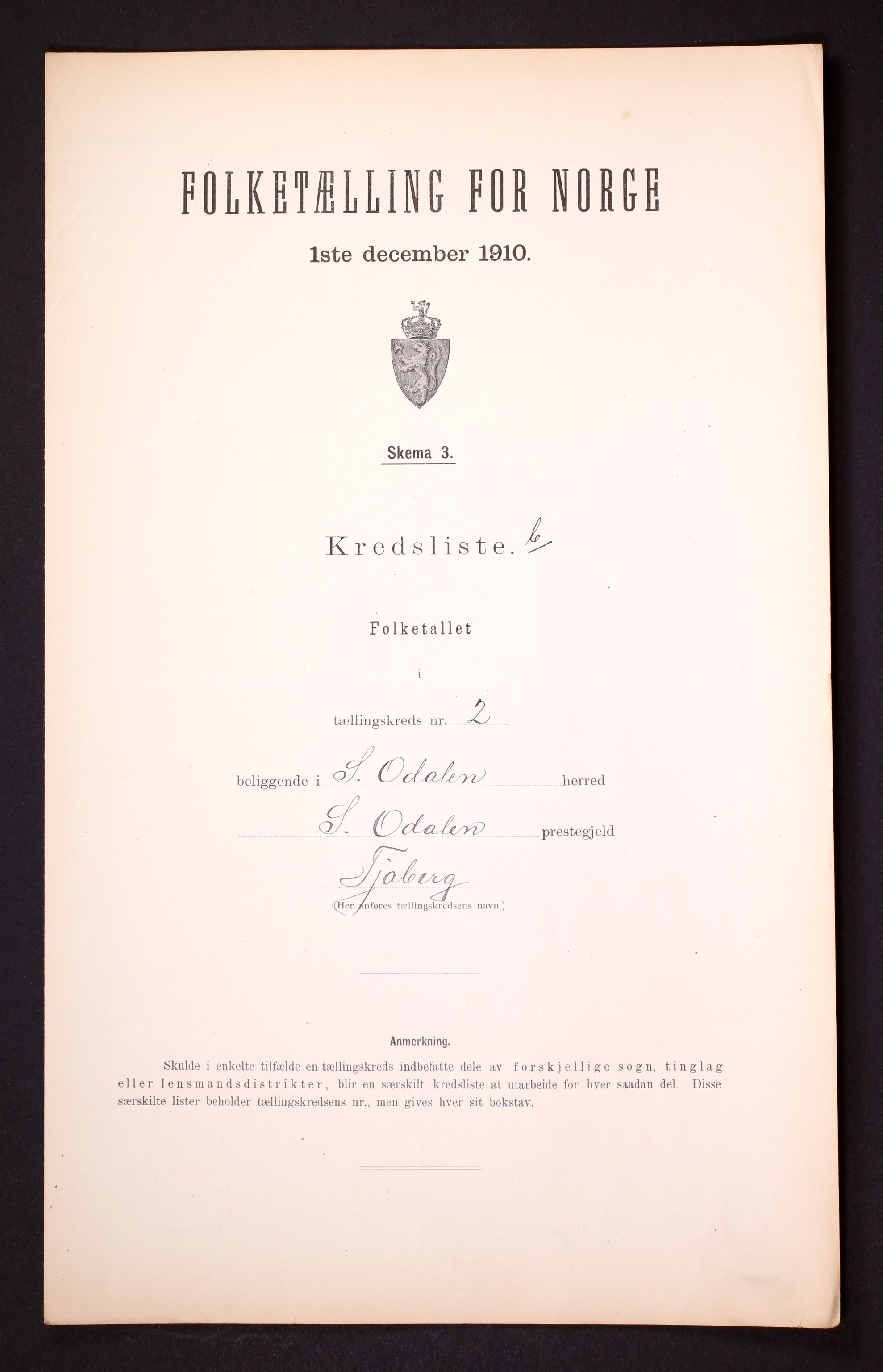 RA, Folketelling 1910 for 0419 Sør-Odal herred, 1910, s. 9