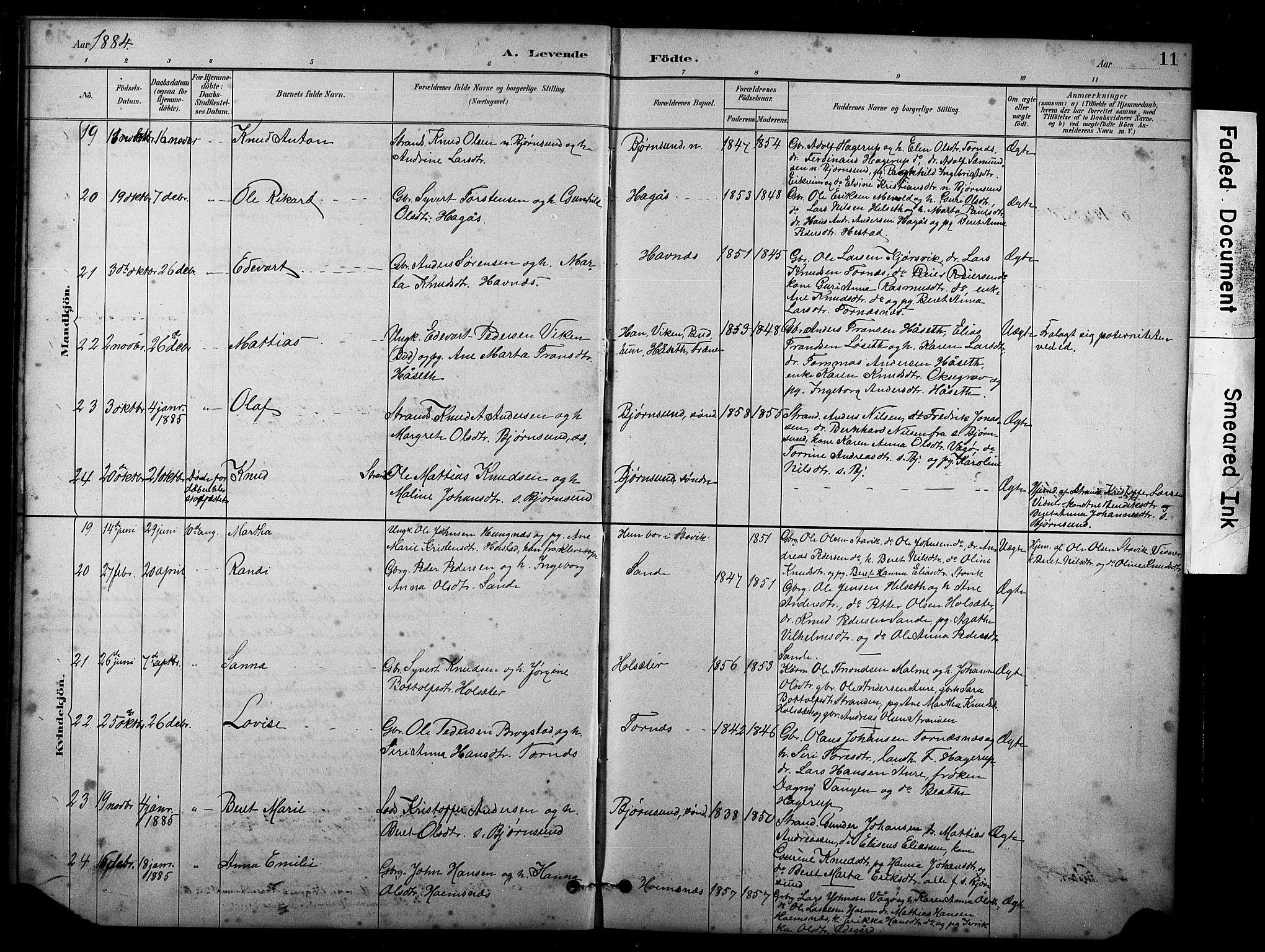 Ministerialprotokoller, klokkerbøker og fødselsregistre - Møre og Romsdal, SAT/A-1454/565/L0755: Klokkerbok nr. 565C04, 1883-1903, s. 11