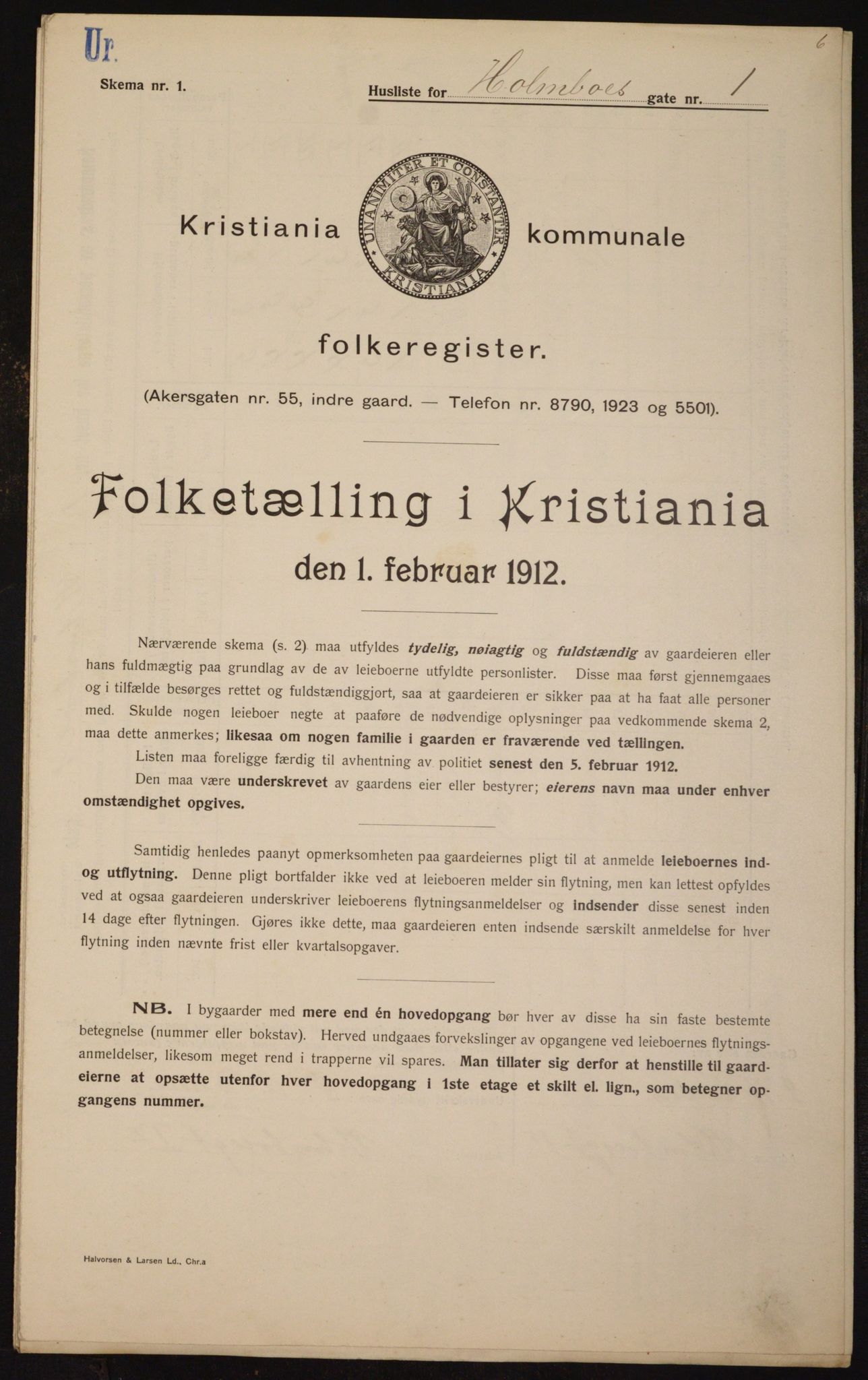 OBA, Kommunal folketelling 1.2.1912 for Kristiania, 1912, s. 41153