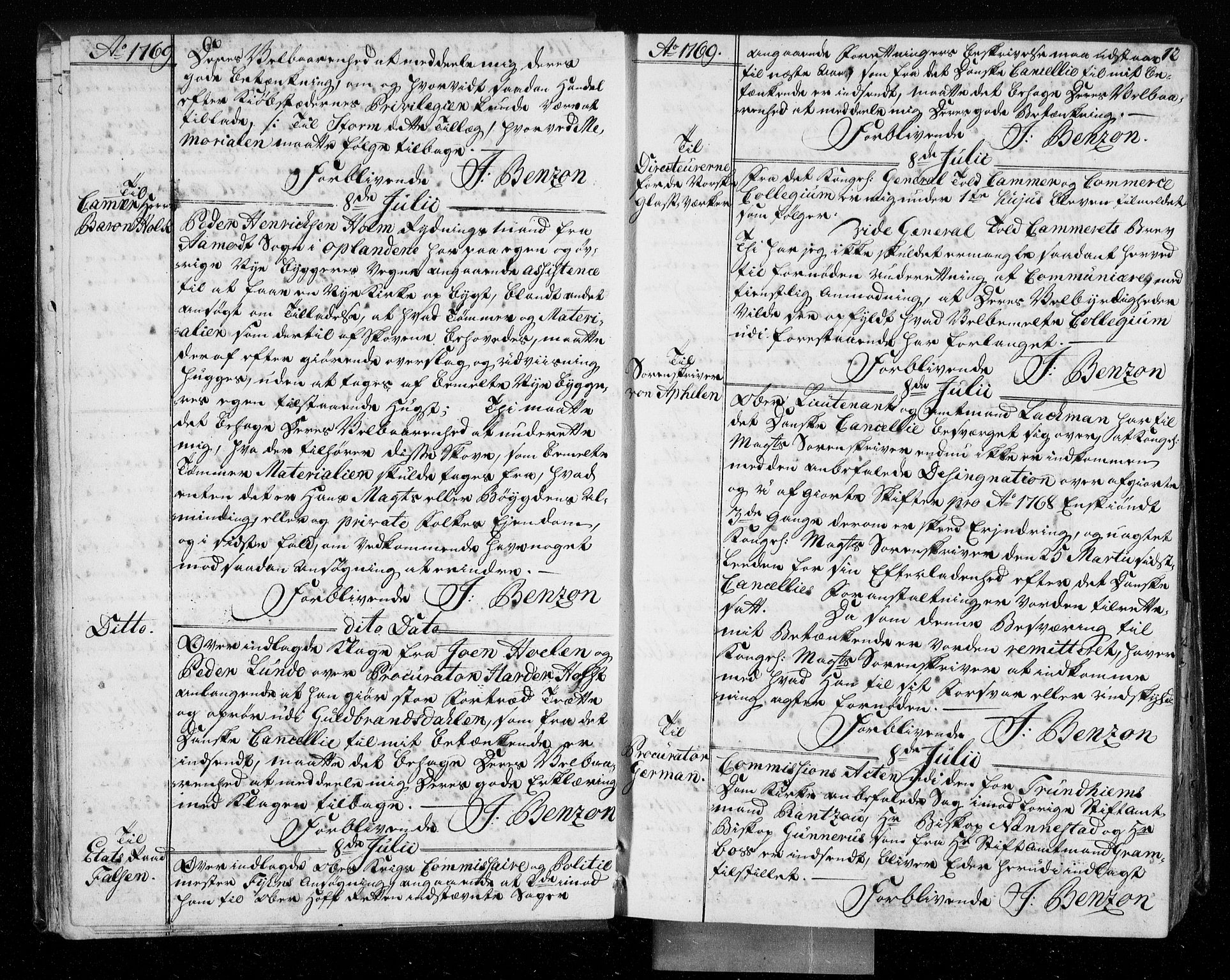 Stattholderembetet 1572-1771, AV/RA-EA-2870/Bf/L0008: Stattholderprotokoll (allmenn kopibok), 1769-1770, s. 11b-12a