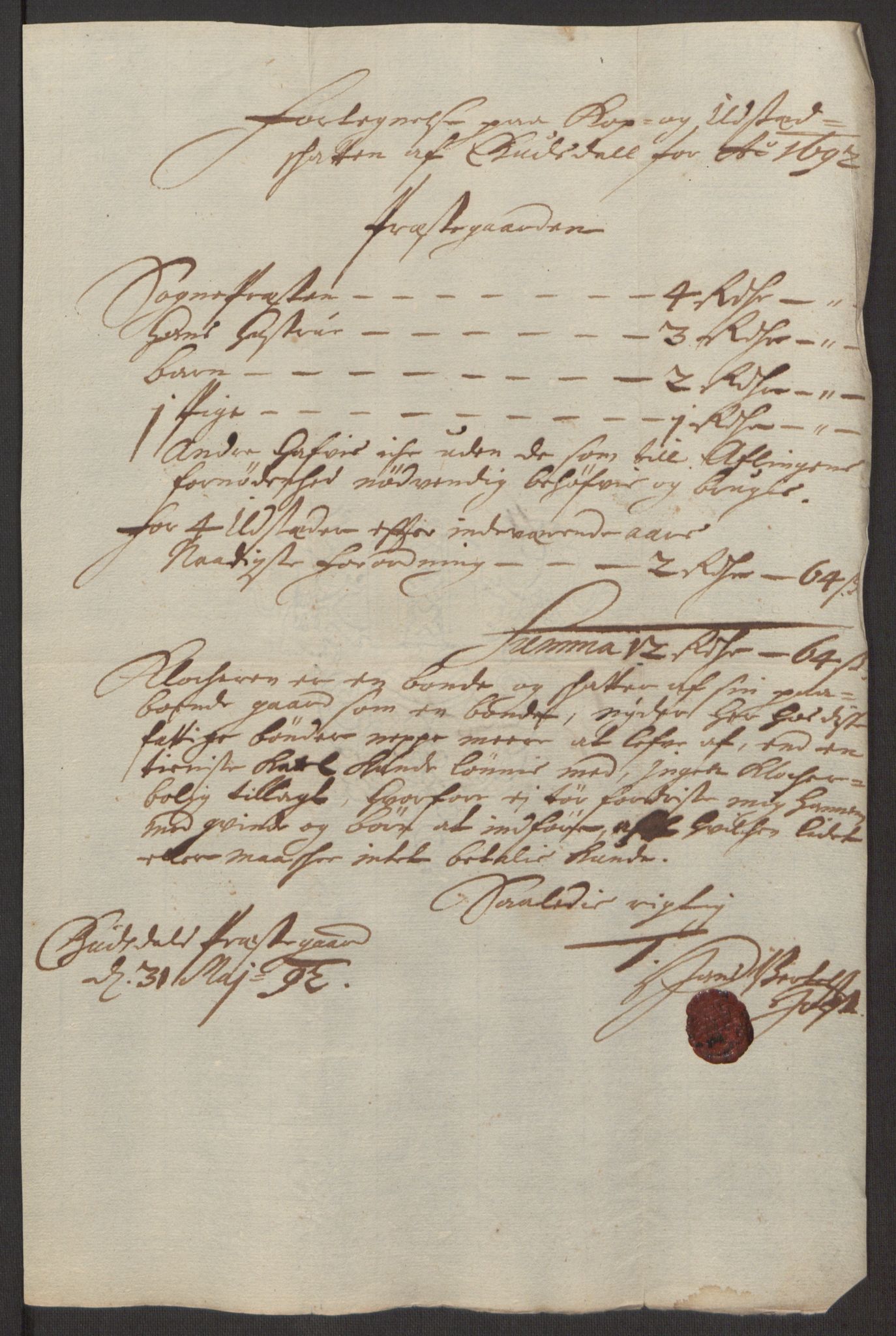 Rentekammeret inntil 1814, Reviderte regnskaper, Fogderegnskap, AV/RA-EA-4092/R17/L1166: Fogderegnskap Gudbrandsdal, 1690-1692, s. 137