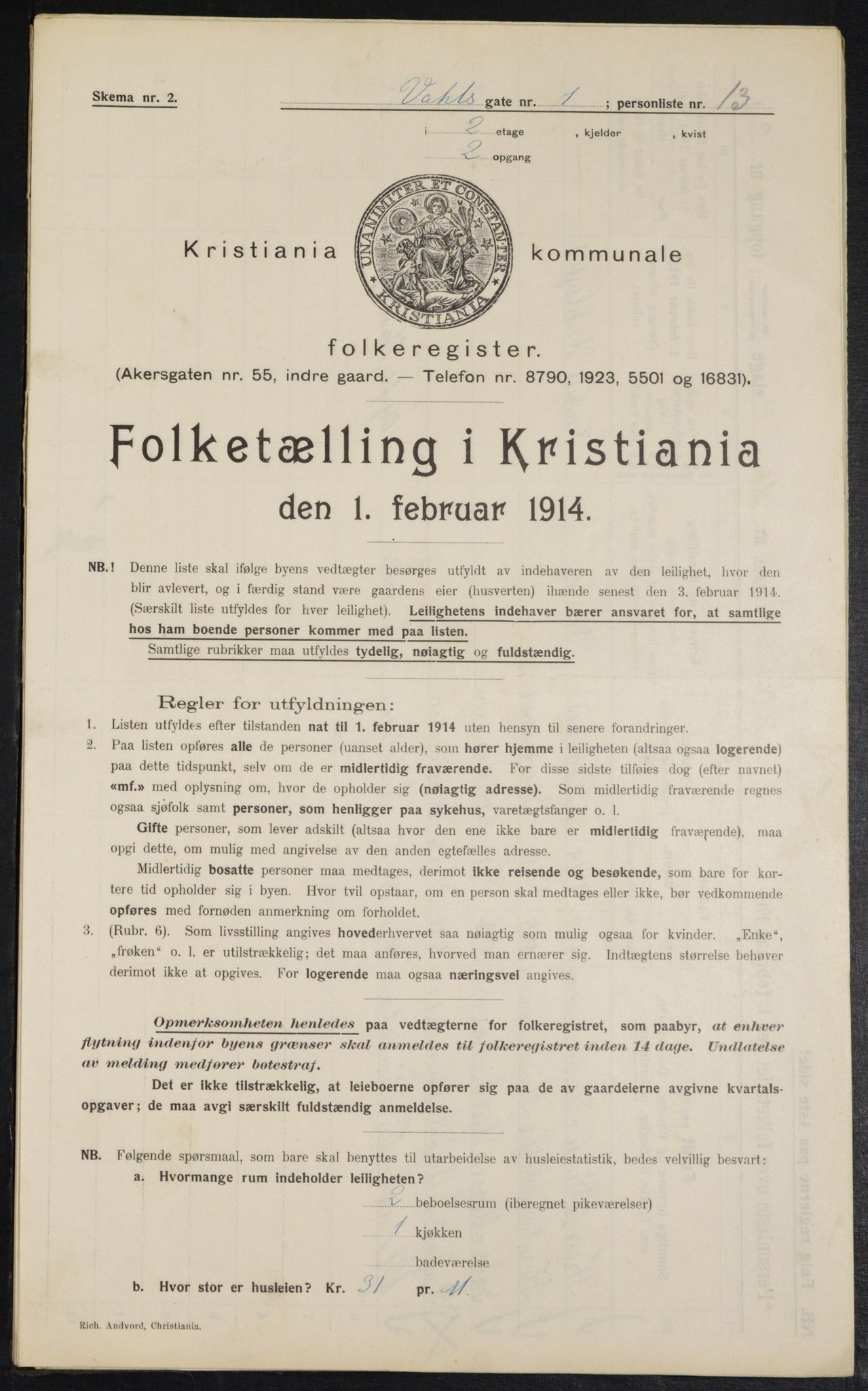 OBA, Kommunal folketelling 1.2.1914 for Kristiania, 1914, s. 122469