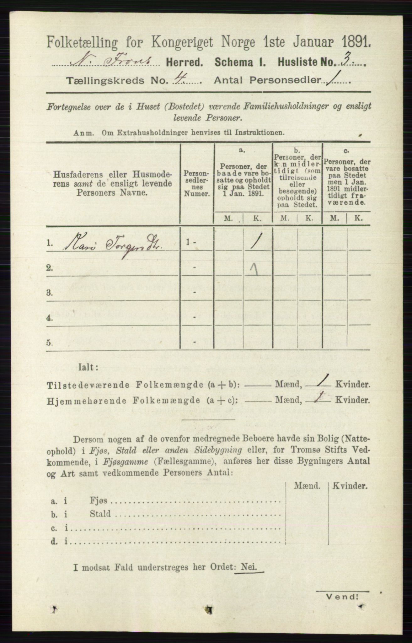 RA, Folketelling 1891 for 0518 Nord-Fron herred, 1891, s. 1386