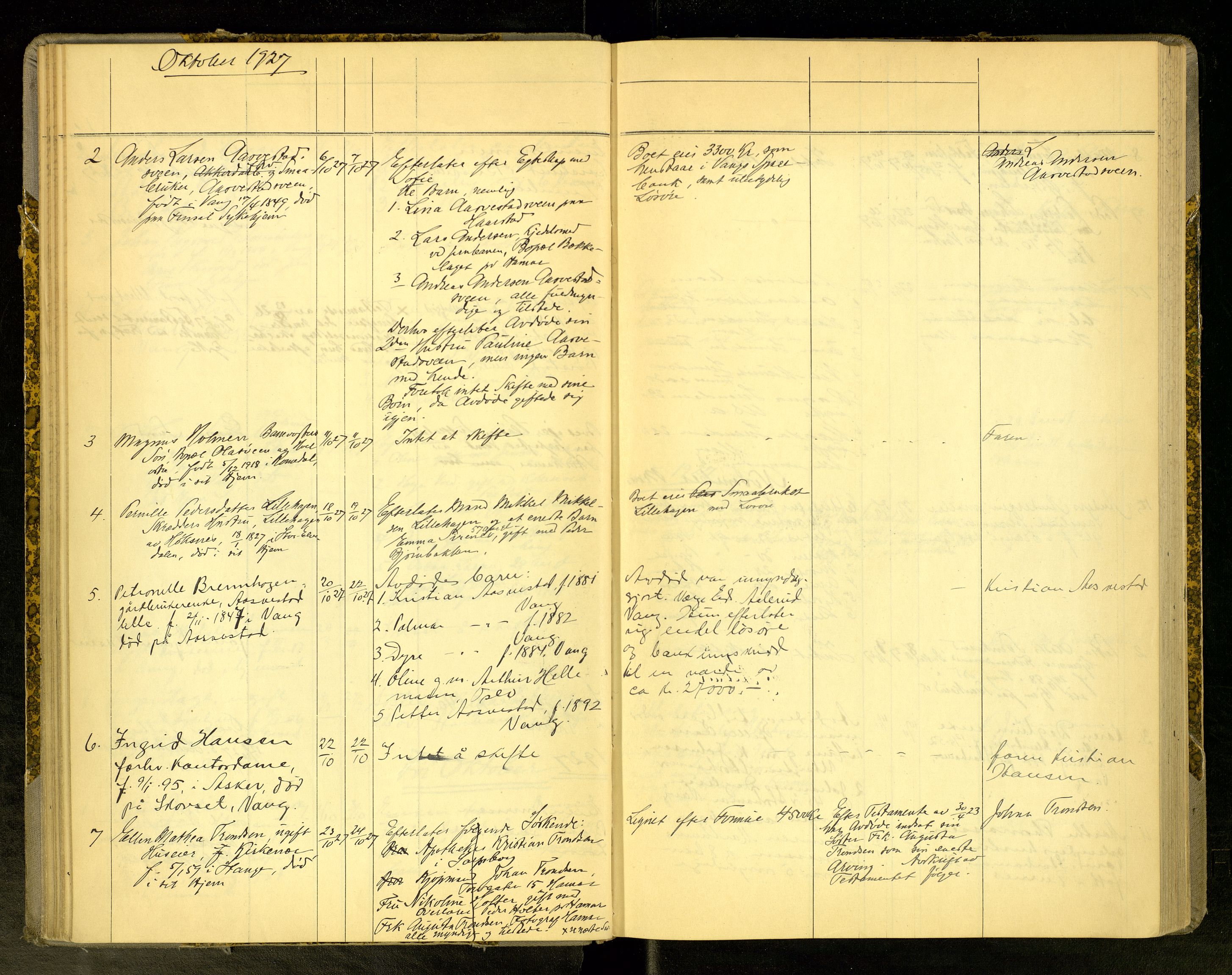 Vang, Hedmark, lensmannskontor, AV/SAH-LHV-018/H/Ha/L0008: Dødsfallsprotokoll, 1925-1934