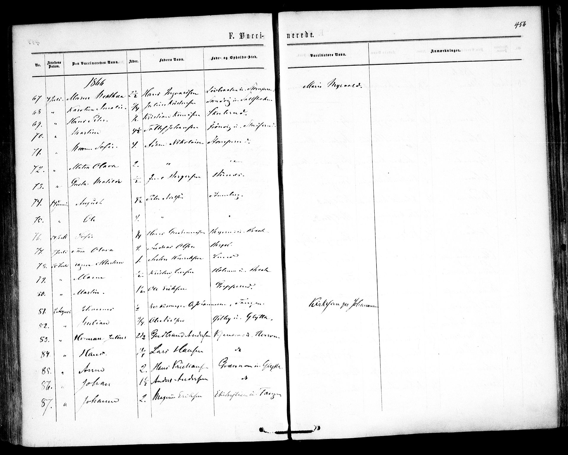 Høland prestekontor Kirkebøker, SAO/A-10346a/F/Fa/L0011: Ministerialbok nr. I 11, 1862-1869, s. 456